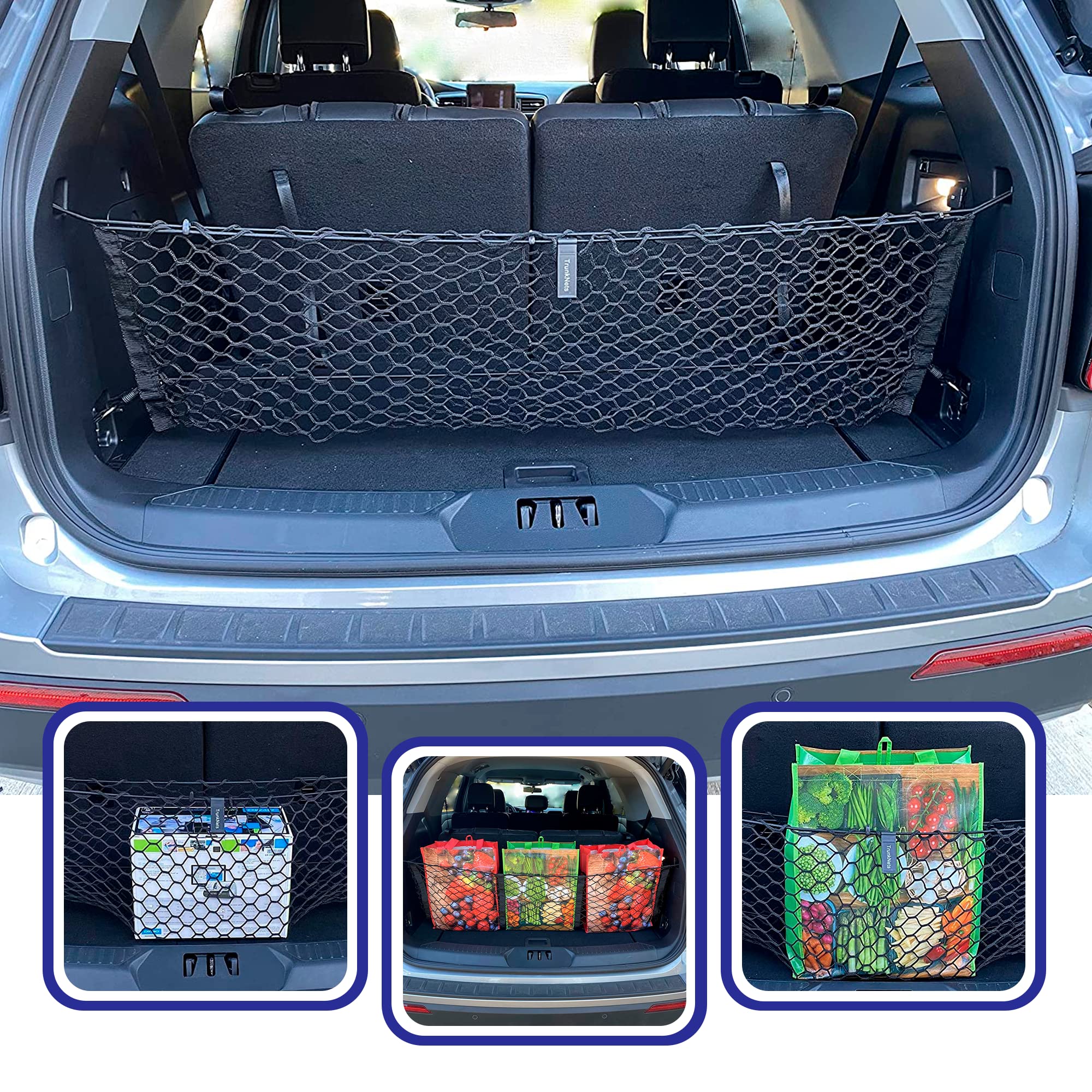 Envelope Style Trunk Mesh Cargo Net For Ford Explorer Base St Xlt 2020-2023 - Car Accessories - Premium Trunk Organizers And Storage - Cargo Net For Suv - Vehicle Carrier Organizer For Ford Explorer
