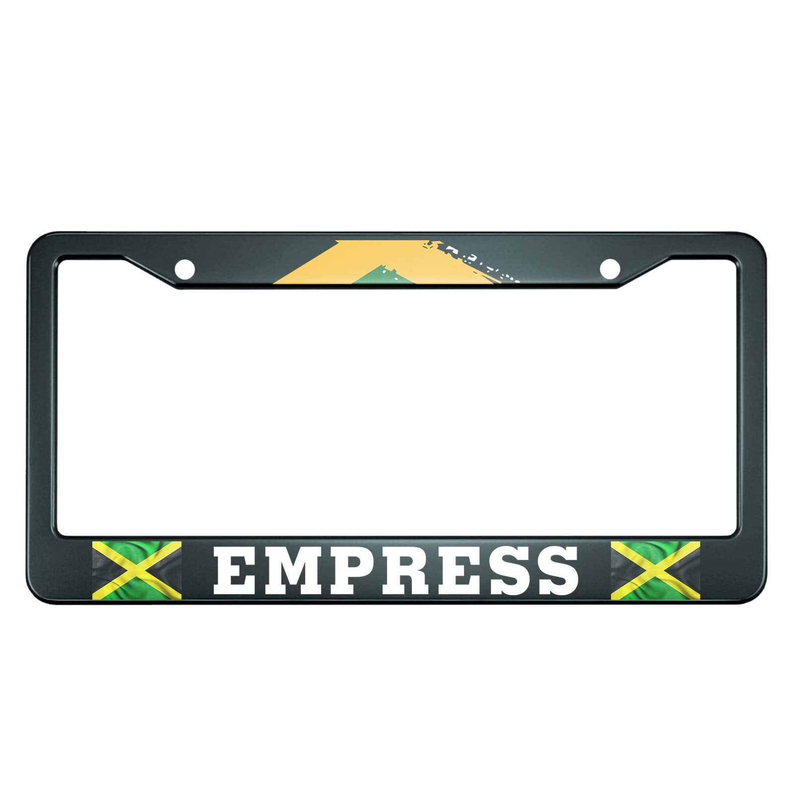 Hosnye Writting Empress License Plate Frame Jamaican Flag Metal License Plate Cover Front Plates Frames Car Tag Frame For Women Men Us Vehicles Standard