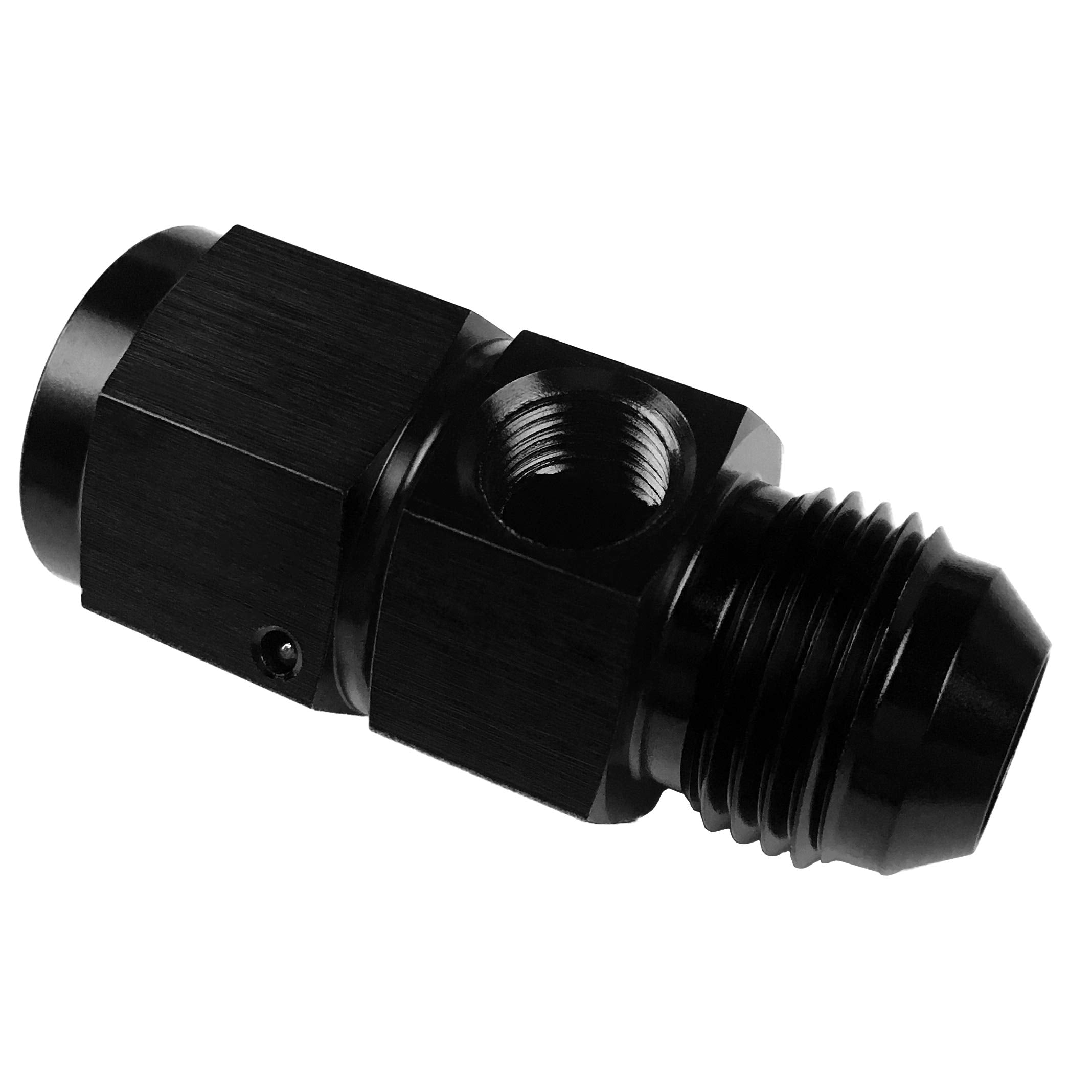 12An Fuel Pressure Take Off Fitting 12 An Male To Female With 1/8 Npt Port Hose Adapters Aluminum Black