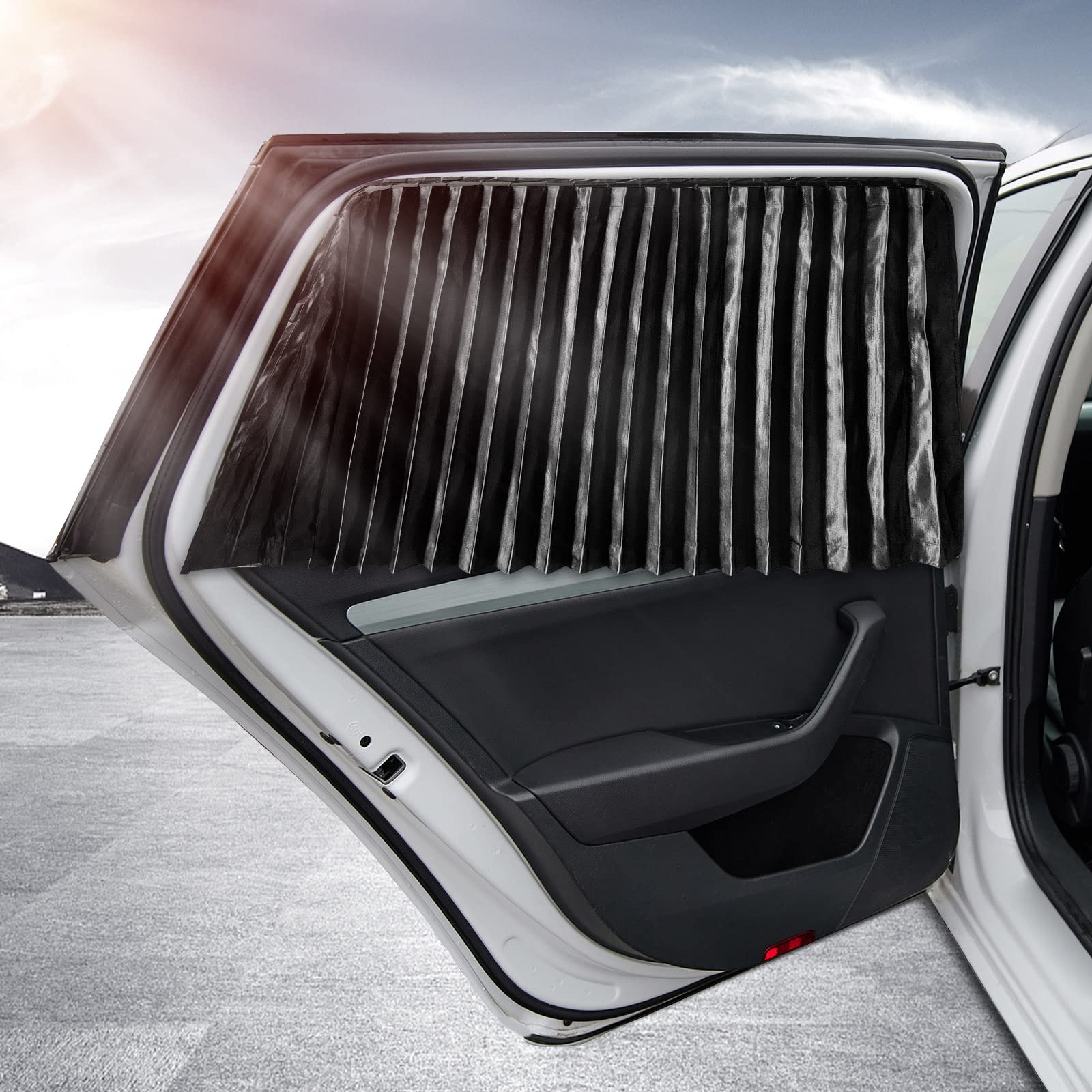 Zatooto Car Side Window Shades - Black 2 Pcs Privacy Magnetic Blinds Curtains - Sun Shades Blackout Window Covers For Family Baby Sleeping Camping Accessories