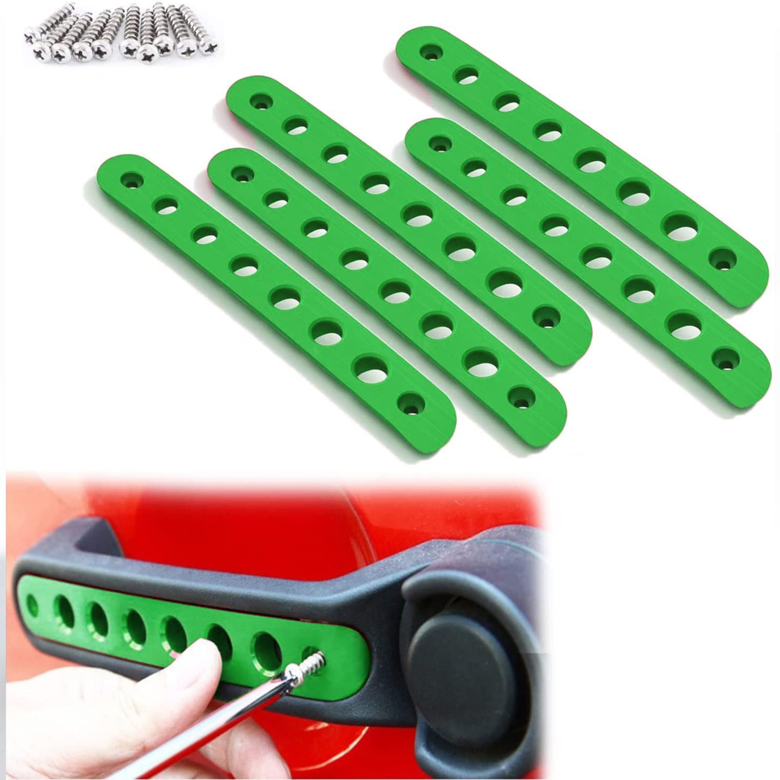 Side Door Handle Inserts Cover Trim Fits For Jeep Wrangler Accessories Jk Jku Liberty Sahara & Unlimited 2007-2018 Exterior Grab Handles Pull Jk Mods Decoration(Aluminum Green, 5Pcs)