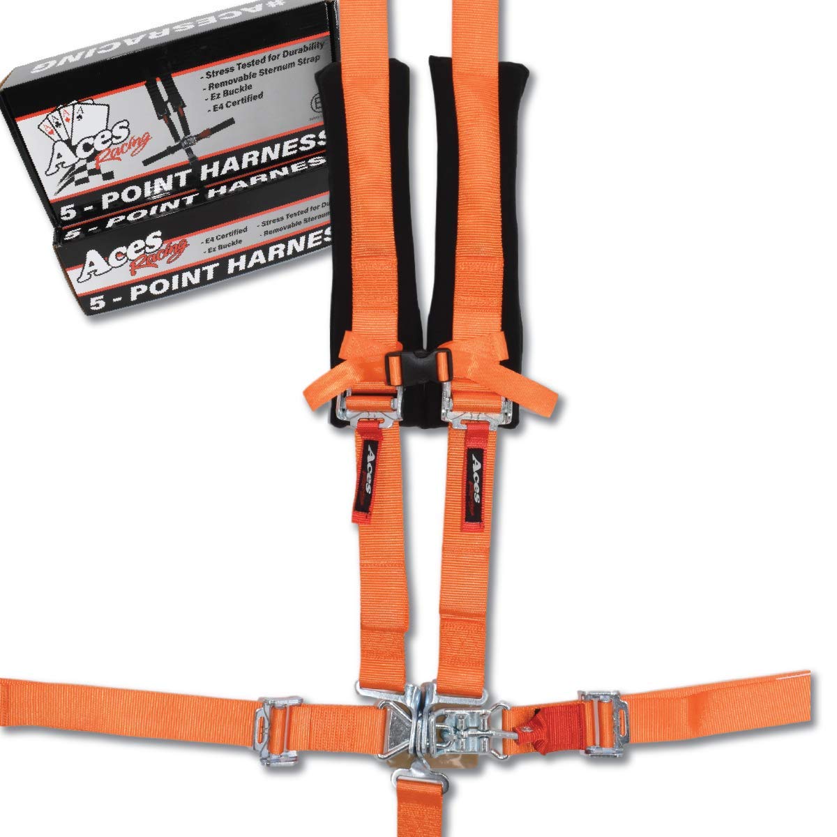 Aces Racing 5 Point Harness With 2 Inch Padding (Orange)