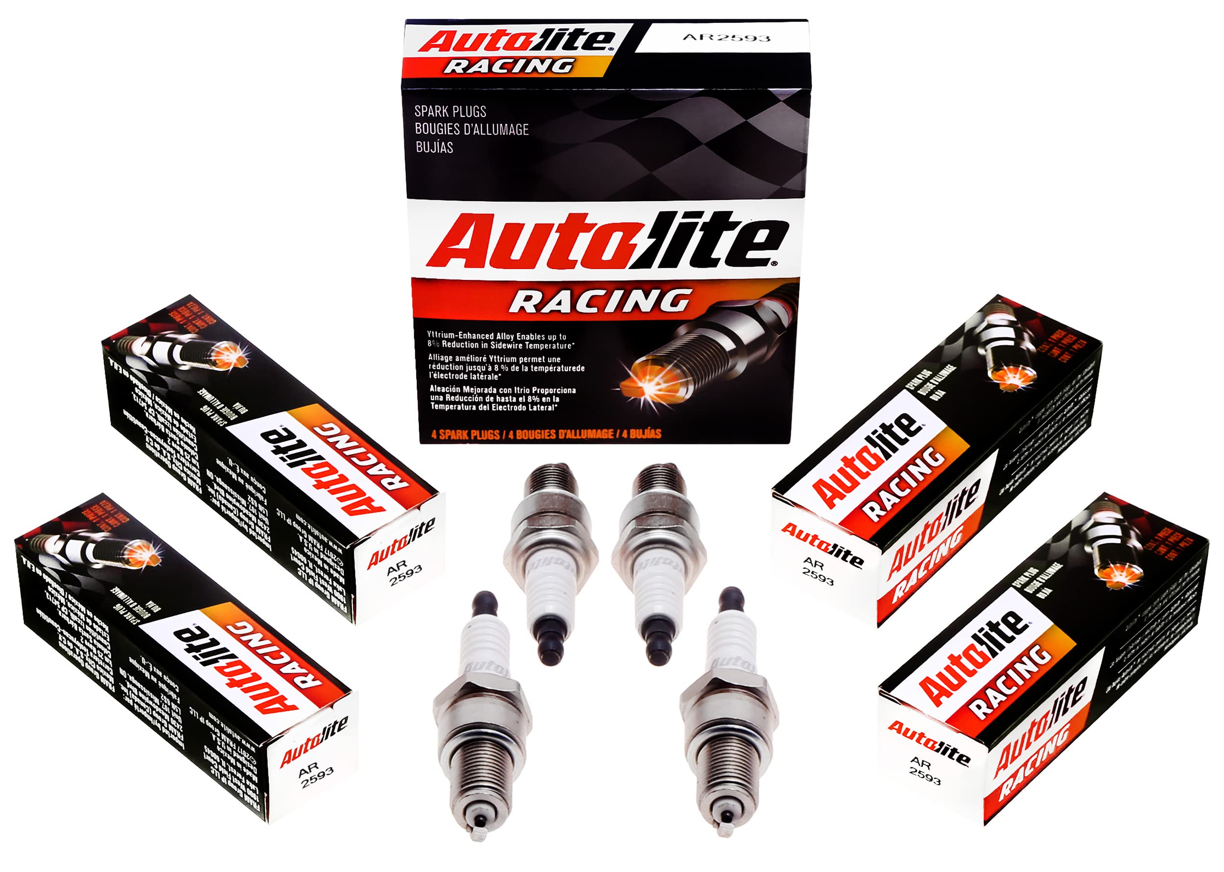 Autolite Ar2593-4Pk High Performance Racing Non-Resistor Spark Plug, Pack Of 4