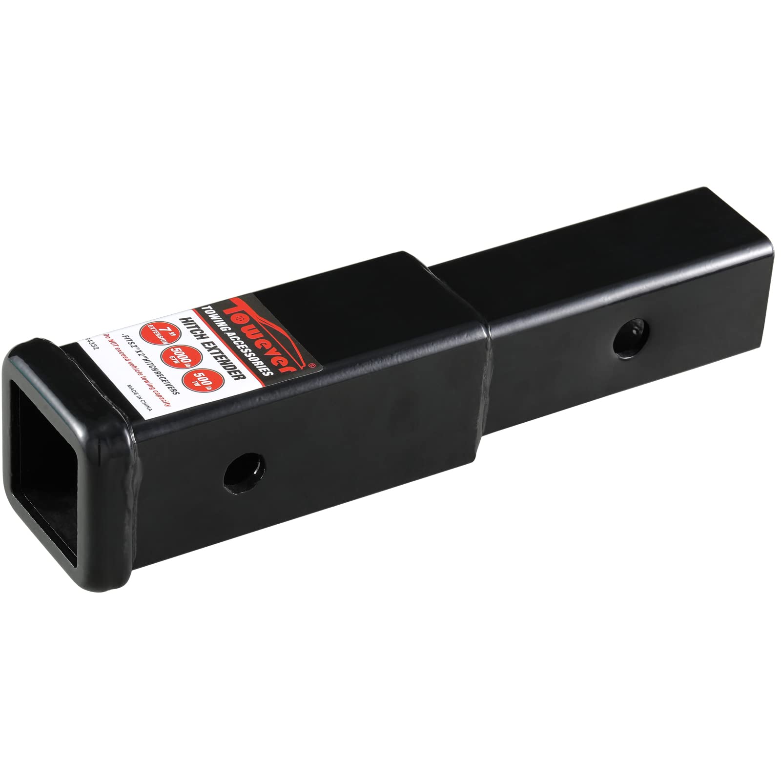 Towever 84332 Towever Trailer Hitch Extender 2 Inch Trailer Hitch Receiver Tube Extension, 7 Inches Length, 3500 Lbs. Gtw