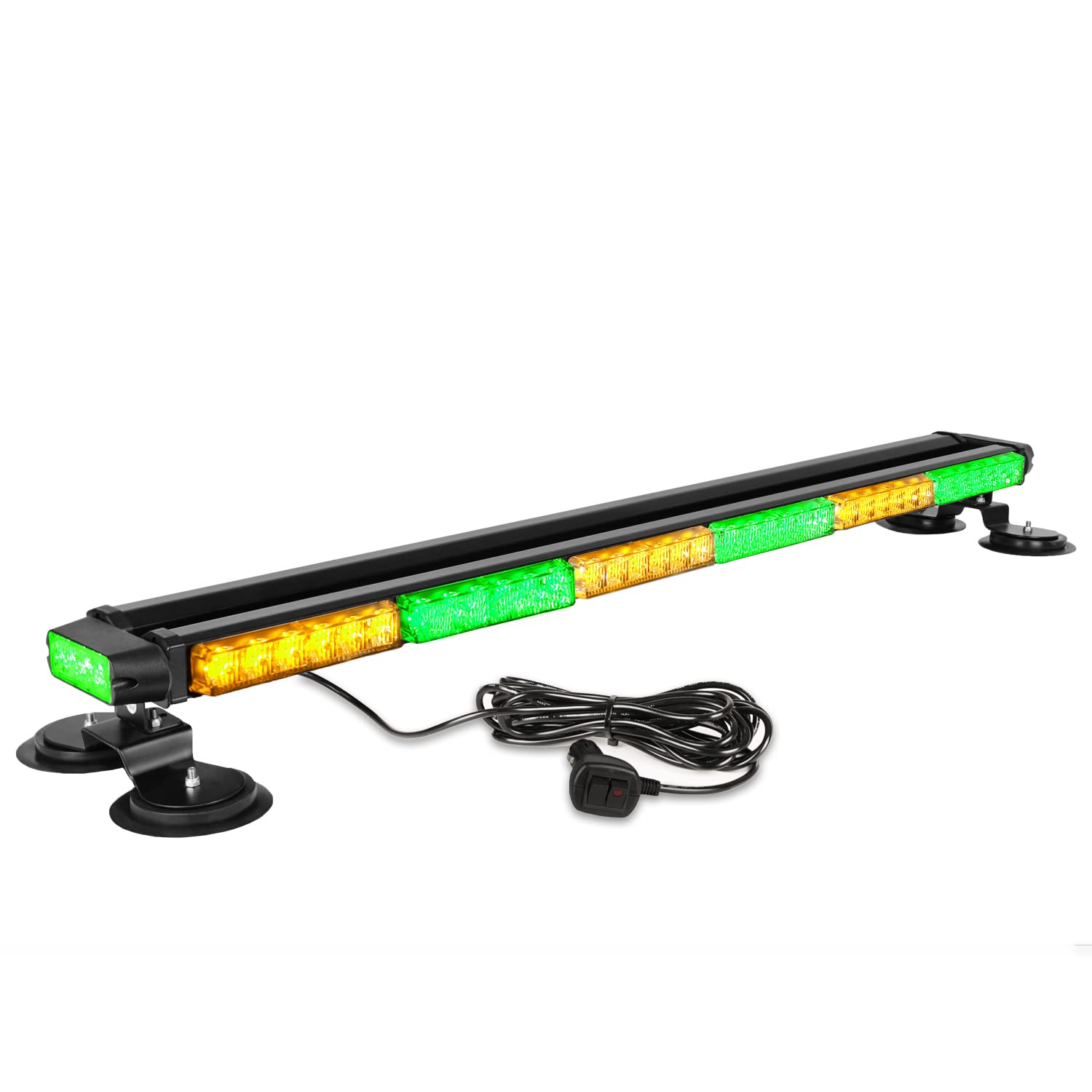 Aspl 38.5 78 Led Strobe Light Bar Double Side Flashing High Intensity Emergency Warning Flash Strobe Light With Magnetic Base For Safety Construction Vehicles Tow Trucks Pickup (Amber/Green)