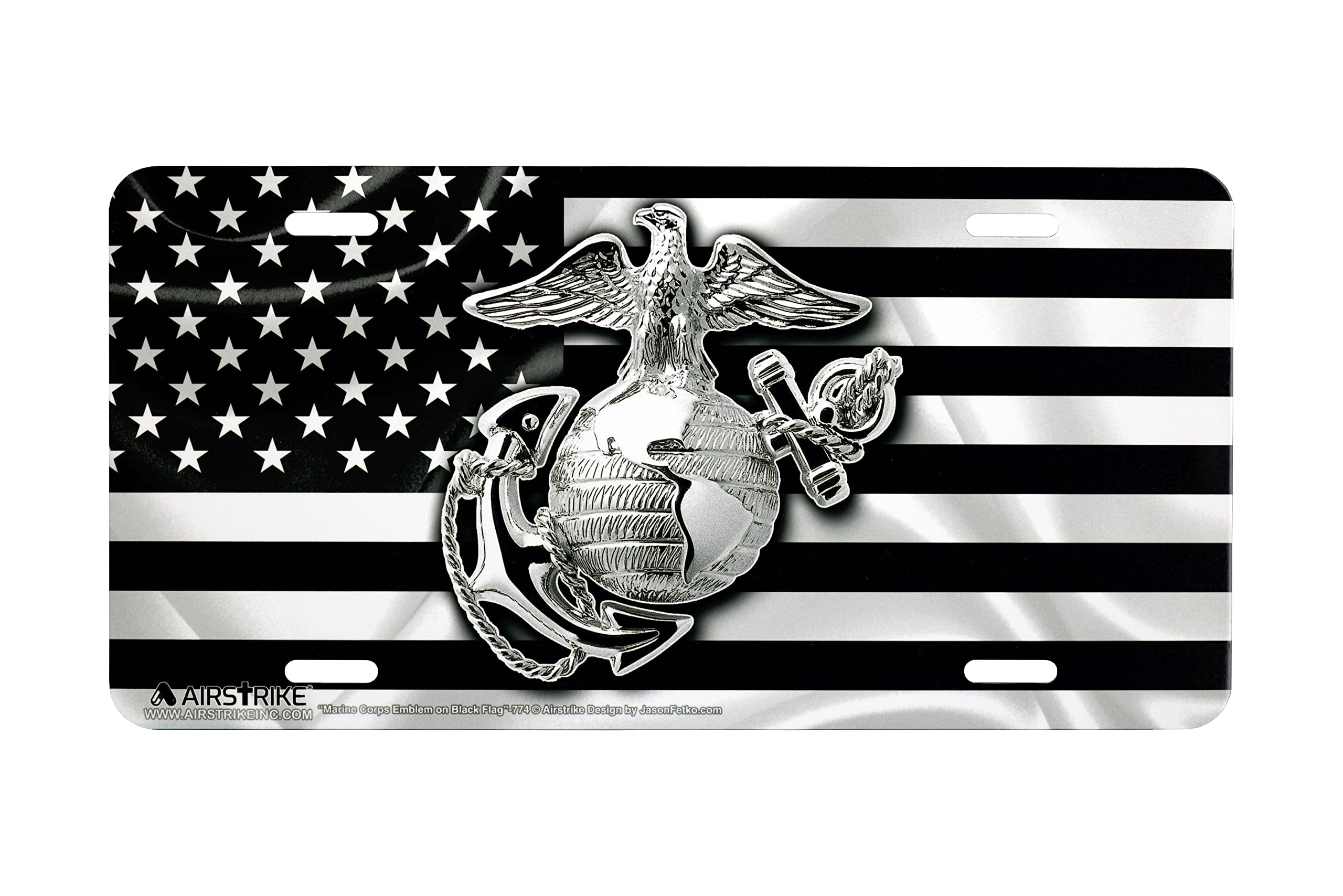 Marine Corps License Plate, Usmc License Plate, Marine License Plate, Usmc License Plates For Front Of Car, Usmc Black Flag License Plate, Usmc Plate, Made In Usa By Airstrike (Made Of Metal)-774