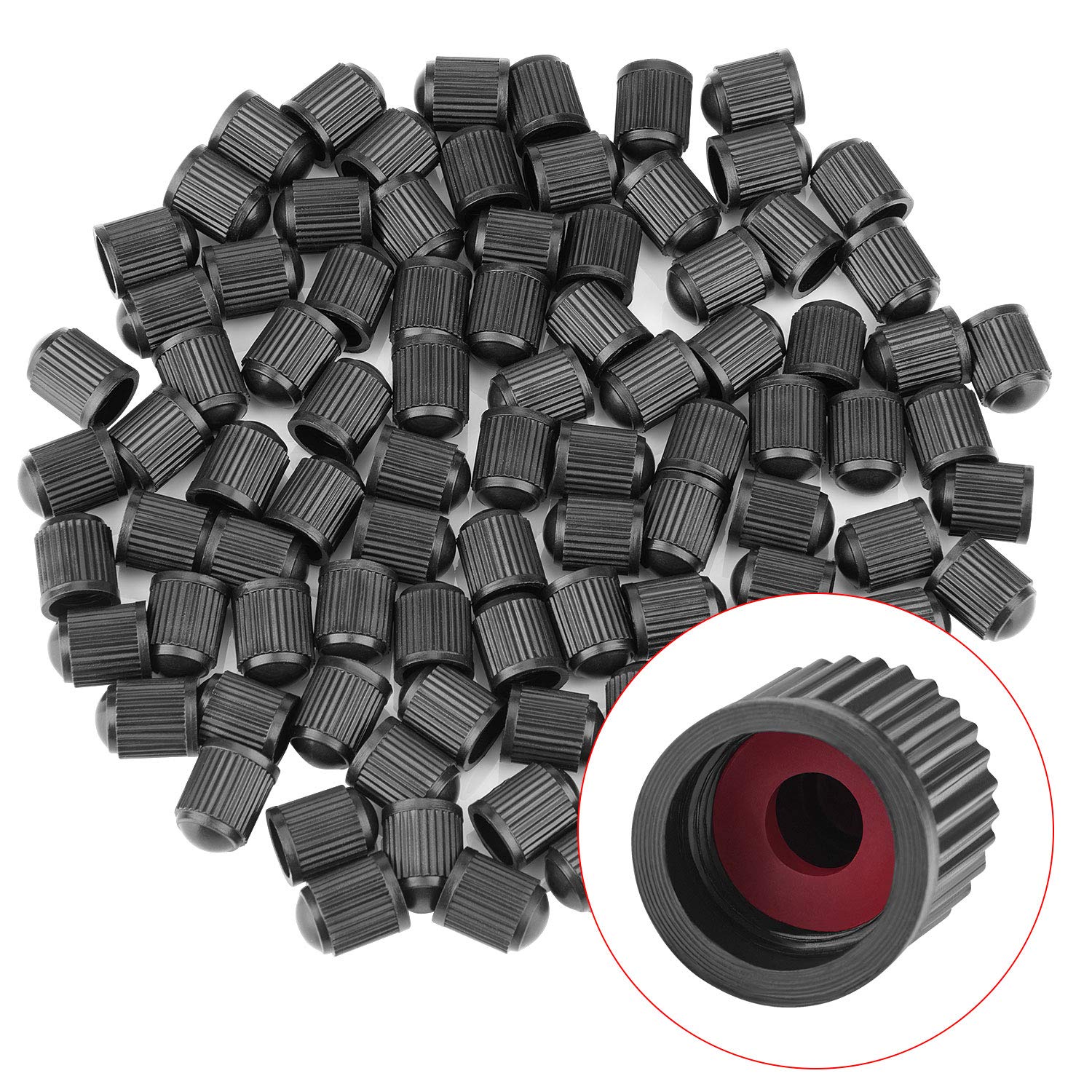 Tire Valve Stem Caps (150 Pack) Black With Sealing Ring, General For Car, Motorcycles, Bicycles And Trolleys