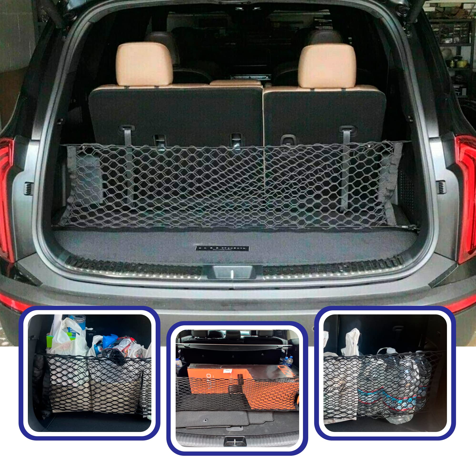 Envelope Style Automotive Elastic Trunk Mesh Cargo Net For Kia Telluride 2020-2023 - Premium Trunk Organizers And Storage - Luggage Net For Suv - Best Car Organizer For Kia Telluride