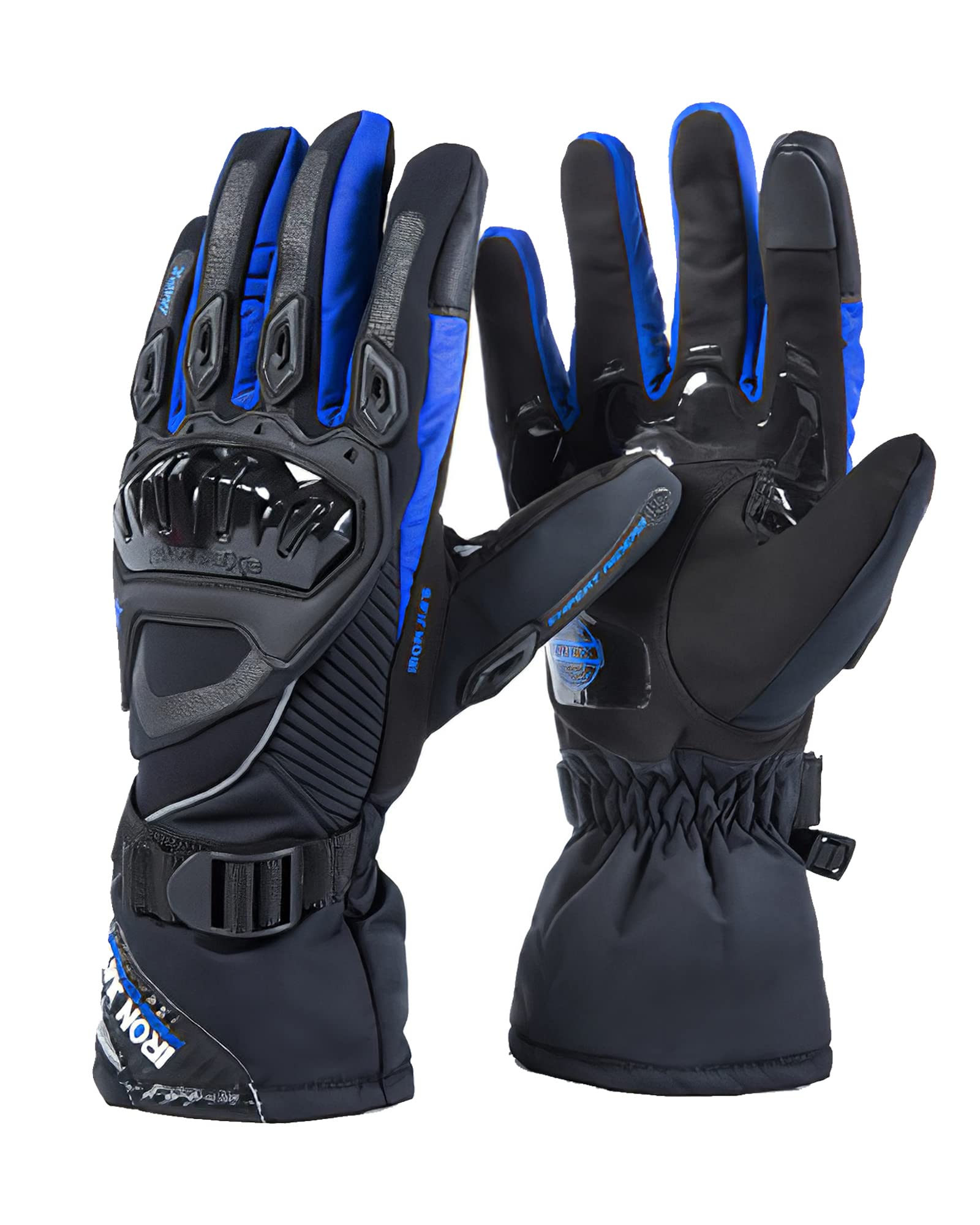 Iron Jia'S Motorcycle Gloves Winter Warm Touch Screen Waterproof Windproof Protective Clothing (Blue, Xl)