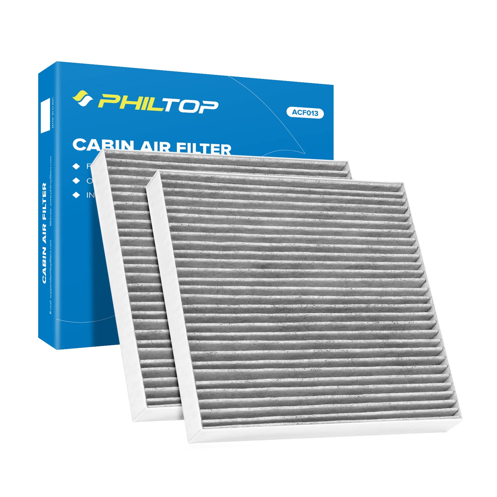 Philtop Cabin Air Filter, Pack Of 2 Replacement For Cf10134, Cp134, Be-134, Accord, Civic, Odyssey, Cr-V, Pilot, Mdx, Tsx, Ridgeline, Rdx, Includes Activated Carbon