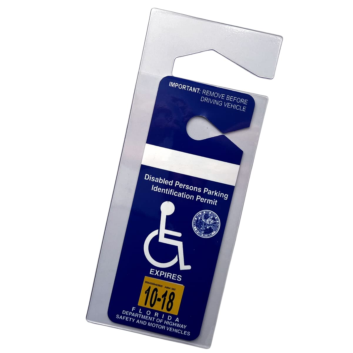 Clear Handicap Parking Placard Protective Holder - Rear View Mirror Disability Permit Hanger - Hard Flexible Plastic Construction - - Handicapped Car Tag Cover Accessories By Specialist Id
