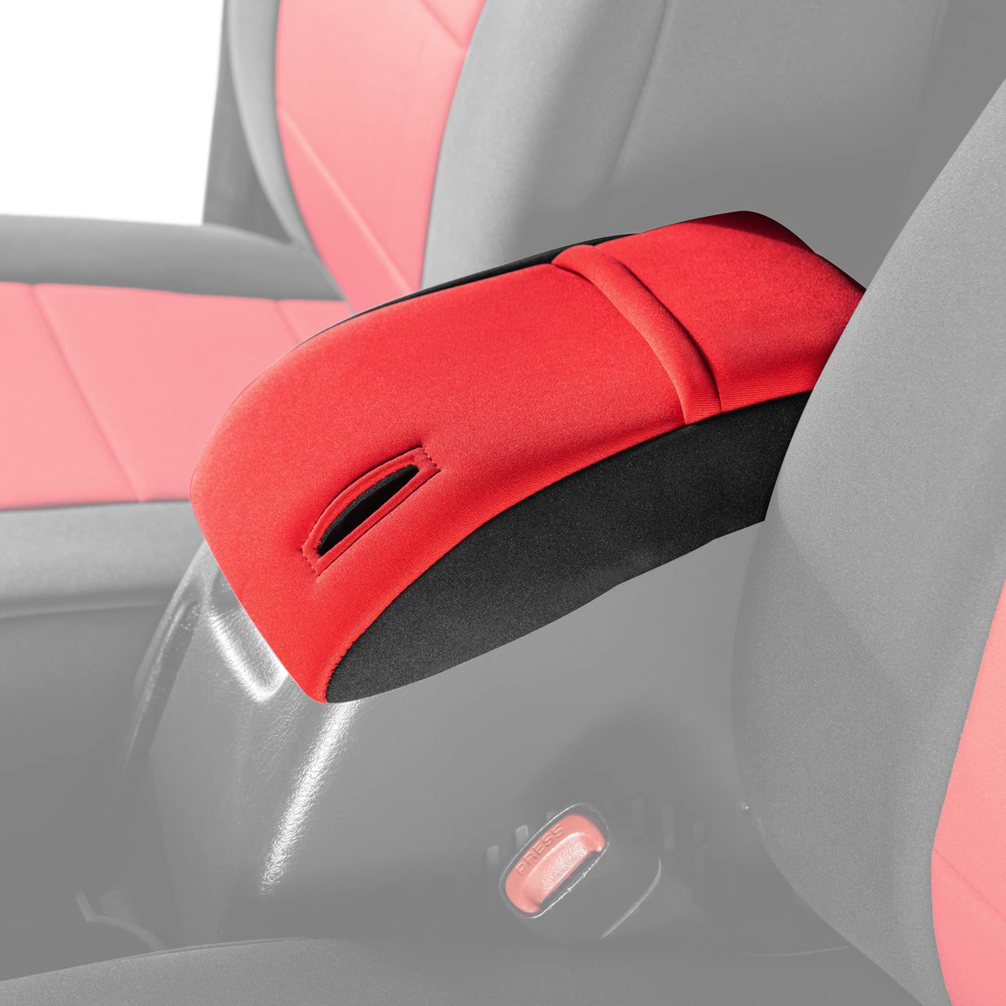 Diver Down Neoprene Center Console Cover - Fits Jeep 1997-2006 Tj Wrangler - Cushioned Armrest Cover - Doesn'T Burn Your Elbow - Tight Custom Fit - Comfortable Foam Armrest Pad (01-06 Red)