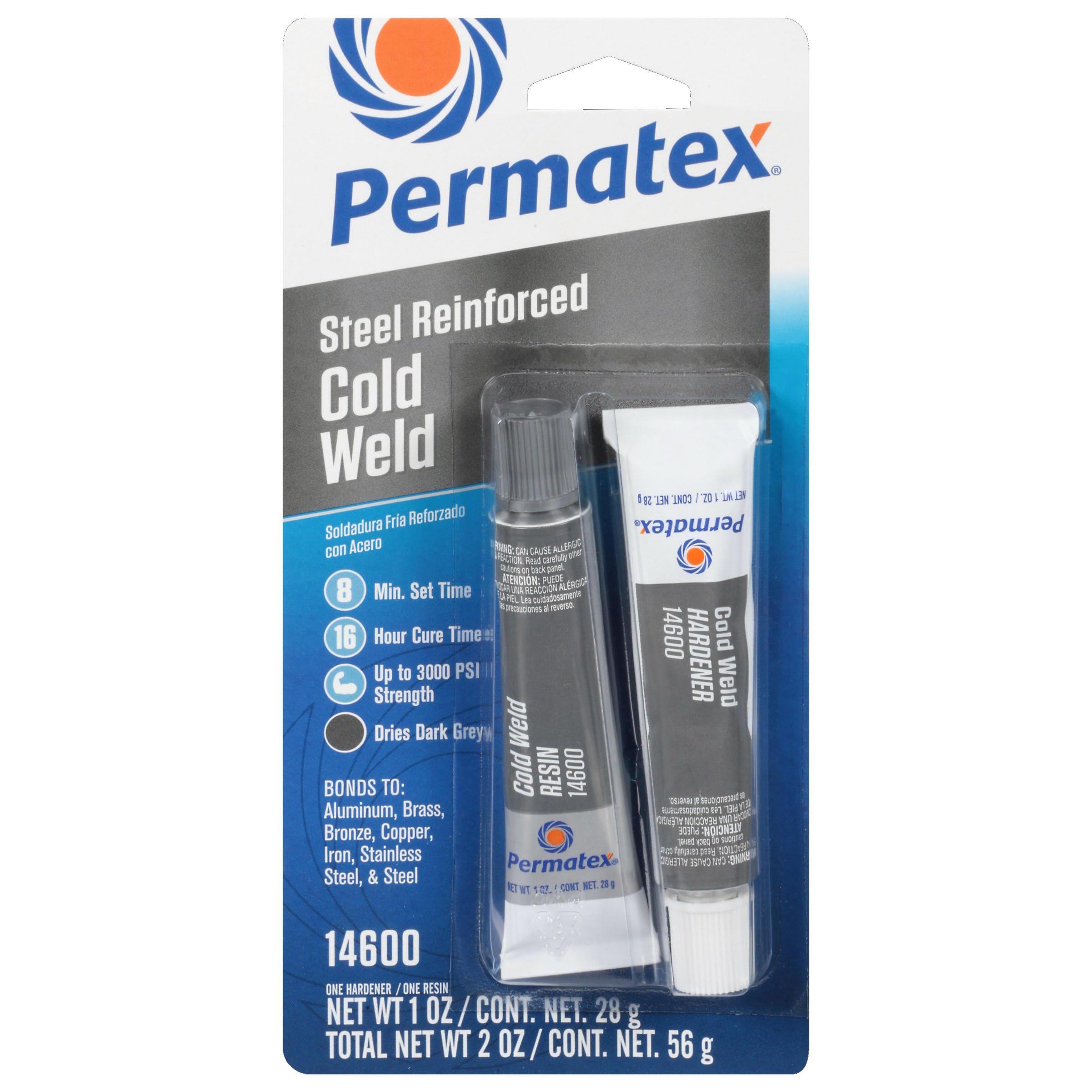 Permatex 14600 Cold Weld Bonding Compound, Two 1 Oz. Tubes , Black