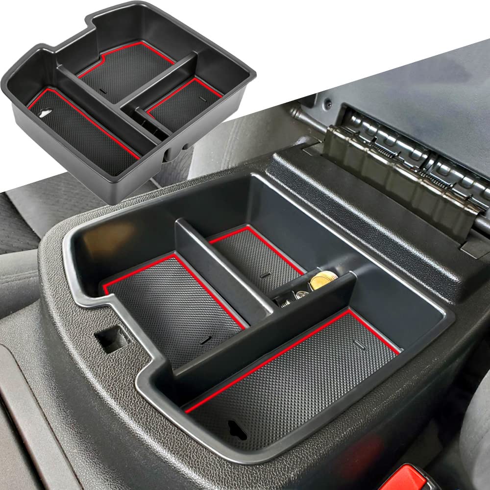 Tacorbo Center Console Organizer Tray For 07-2014 Gmc Sierra 2500 3500 Yukon Xl Silverado 2500 3500 Suburban 1500 Tahoe / 07-13 Gmc Sierra 1500 Chevy Silverado Suburban 2500 Avalanche Accessory - Red