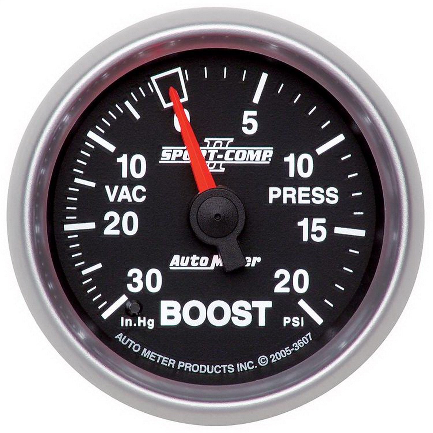 Auto Meter 3607 Sport-Comp Ii 2-1/16 30 In. Hg/20 Psi Mechanical Vacuum/Boost Gauge
