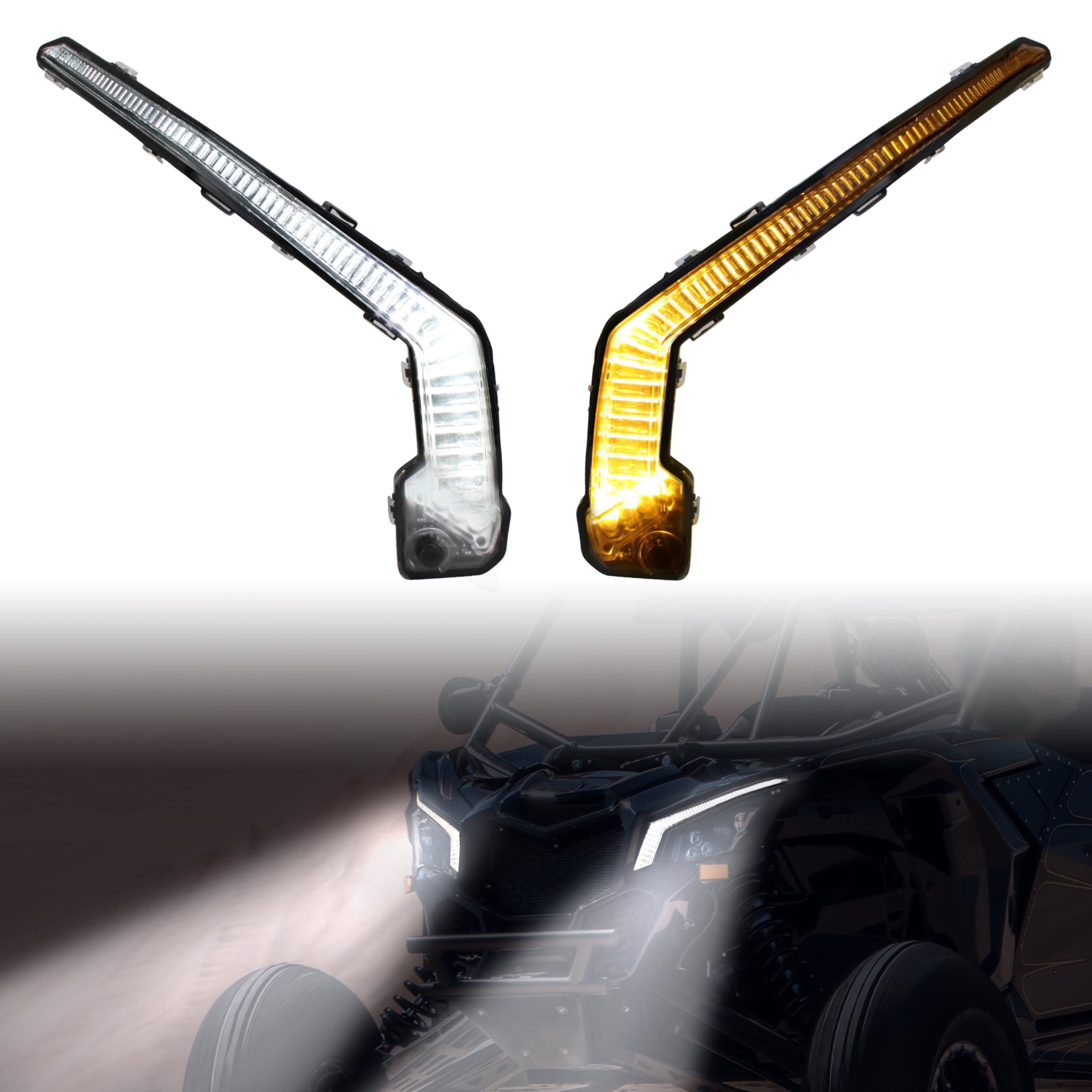 Ldetxy Turn Signal Lights Front Led Fang Lights Signature Light Assembly For Can-Am Maverick X3 Xds Xrs Max Turbo R Trail Sport 2017-2024 Accessories(2Pcs, Replace #710004994, 710004995)