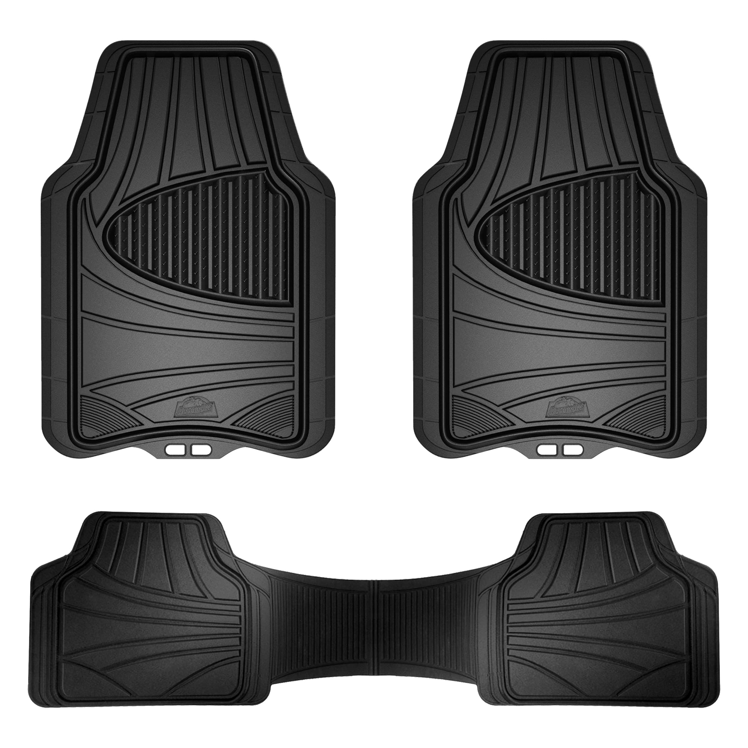 Armor All Custom Accessories Black Full-Coverage Floor Mats - All-Weather Protection, Enhanced Grip, Heavy-Duty Design - Easy To Clean, Universal Fit - Premium Quality Mats, Black, 3-Piece