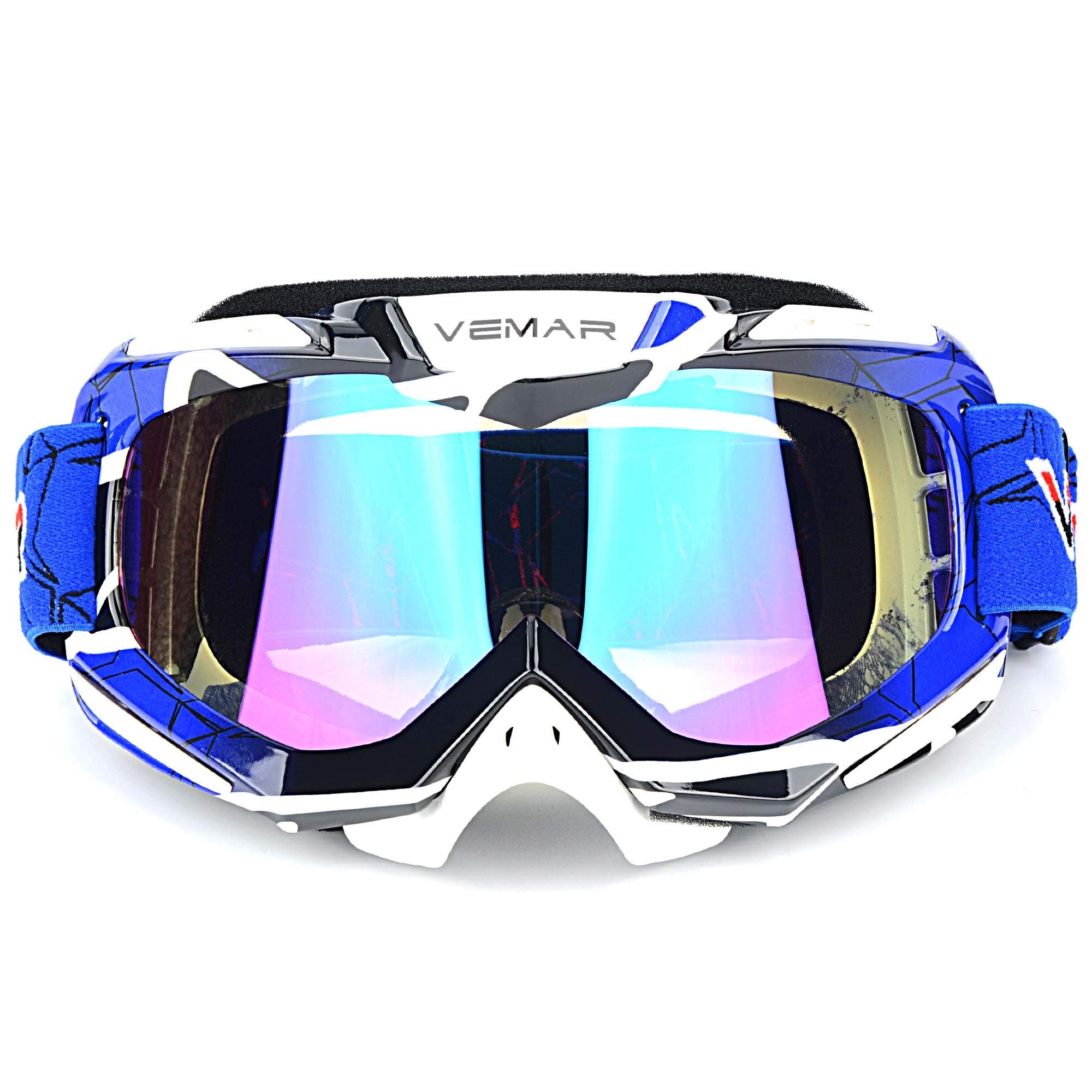 Motorcycle Motocross Goggles Atv Racing Goggles Dirt Bike Tactical Riding Motorbike Goggle Glasses, Bendable Windproof Dustproof Scratch Resistant Protective Safety Glasses (Blue)