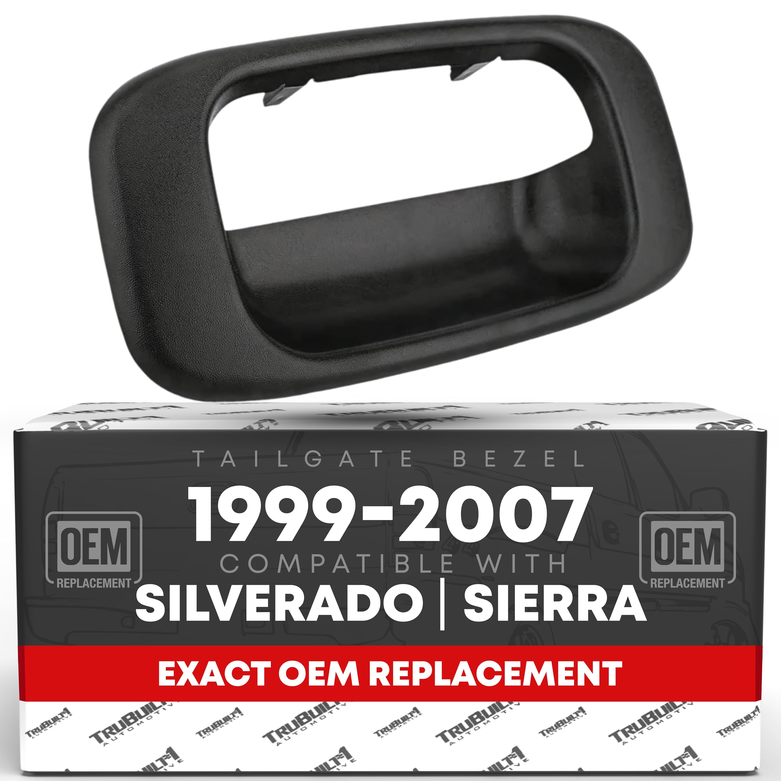 Tailgate Handle Bezel Trim - Compatible With 1999-2007 Chevrolet Silverado 1500, Silverado 2500, 01-07 Silverado 3500; 99-07 Gmc Sierra 1500, Sierra 2500, 01-07 Sierra 3500 - Black - Oem 15228539
