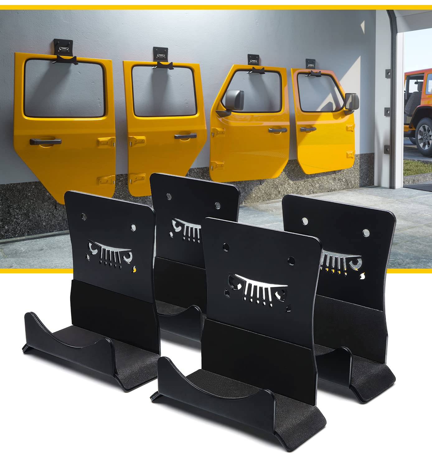 Lumenix Heavy Duty Door Storage Hangers Bracket, Wall-Mount Doors Holder Rack Compatible With 1956-2024 Jeep Wrangler Cj Yj Tj Jk Jku Jl Jlu Lj Jt(4 Pcs, Animal Pattern)