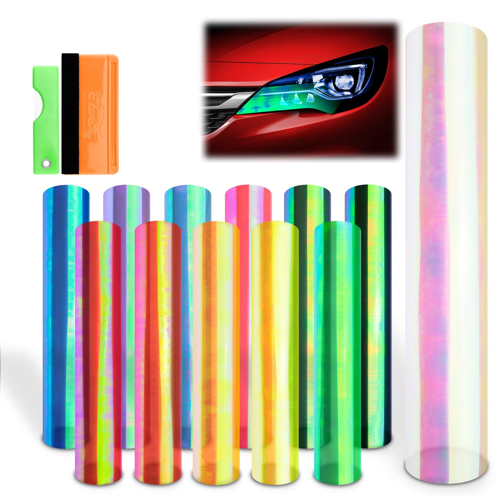 Free Tool Kit 12X60 (1Ft X 5Ft) Chameleon Neo Xenon Light Blue Headlight Taillight Fog Light Side Marker Vinyl Tint Film Self Adhesive