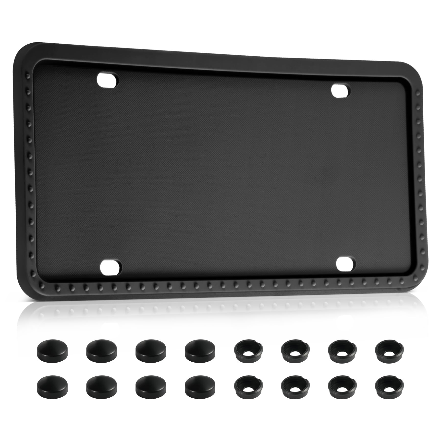 Livtee Silicone License Plate Frames Covers, 1 Pack Universal American Car Accessory License Plate Bracket Holder, Licence Plate Accessories - Black