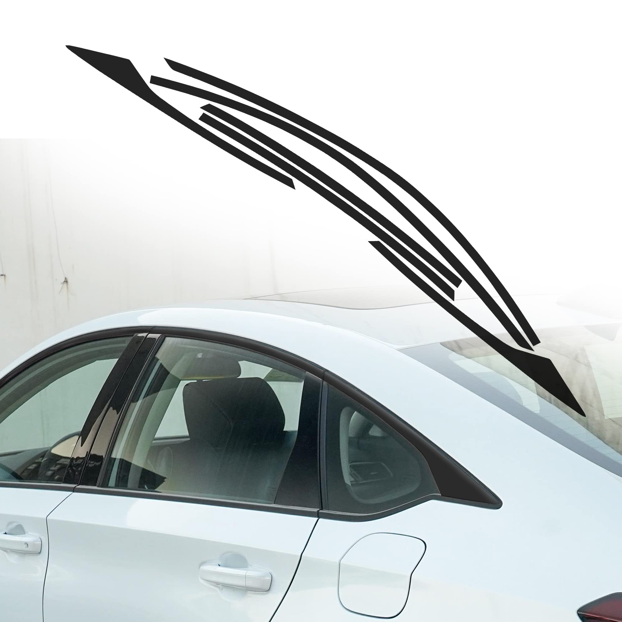 Tomall Car Window Edge Vinyl Stickers Compatible With Honda Accord Sedan 2018 2019 2020 2021 2022 Auto Window Cover Strip Trim Accessories (Matte Black)