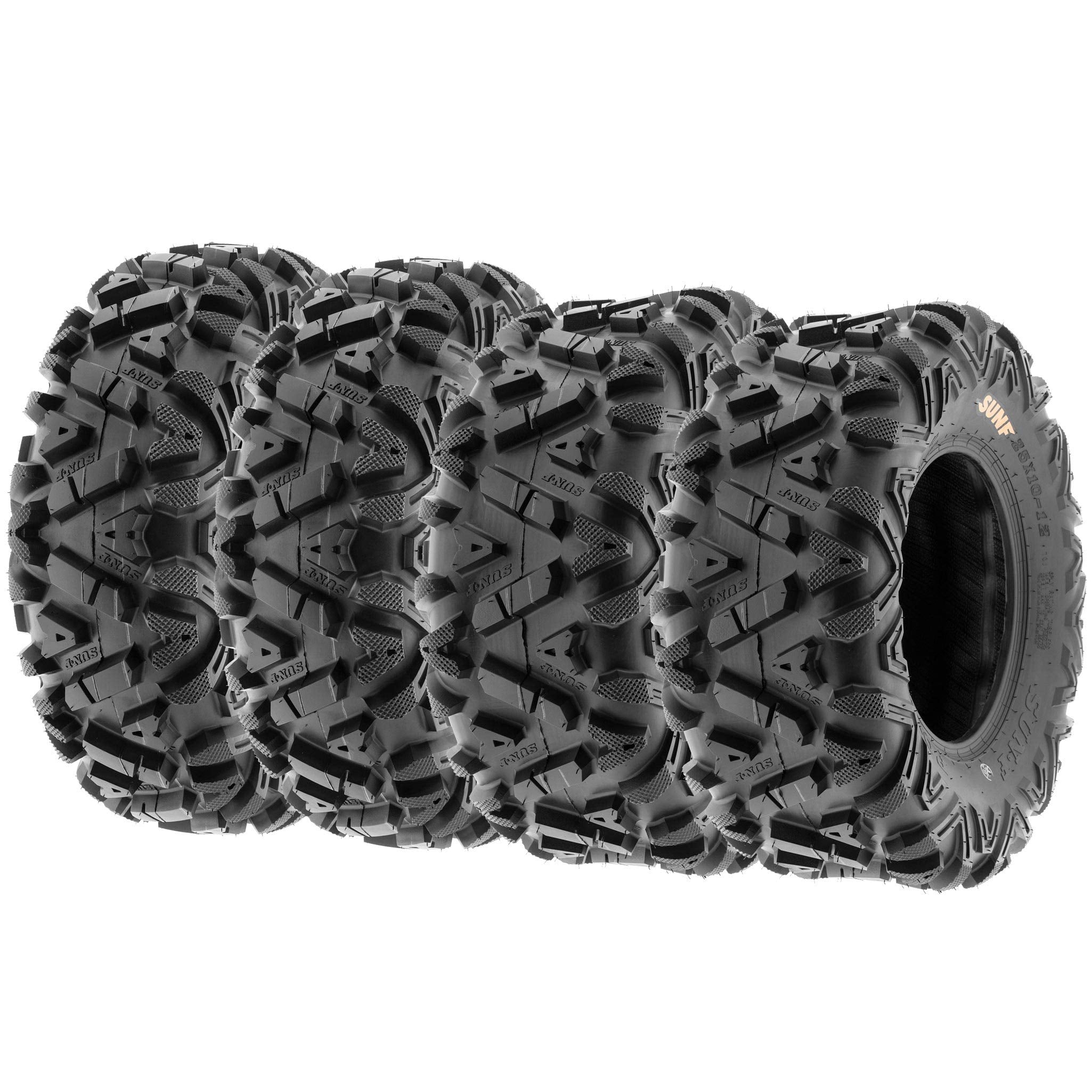Sunf Power.I Atv/Utv All-Terrain Tire 27X9-12 Front & 27X11-12 Rear, Set Of 4 A033, 6Pr, Tubeless