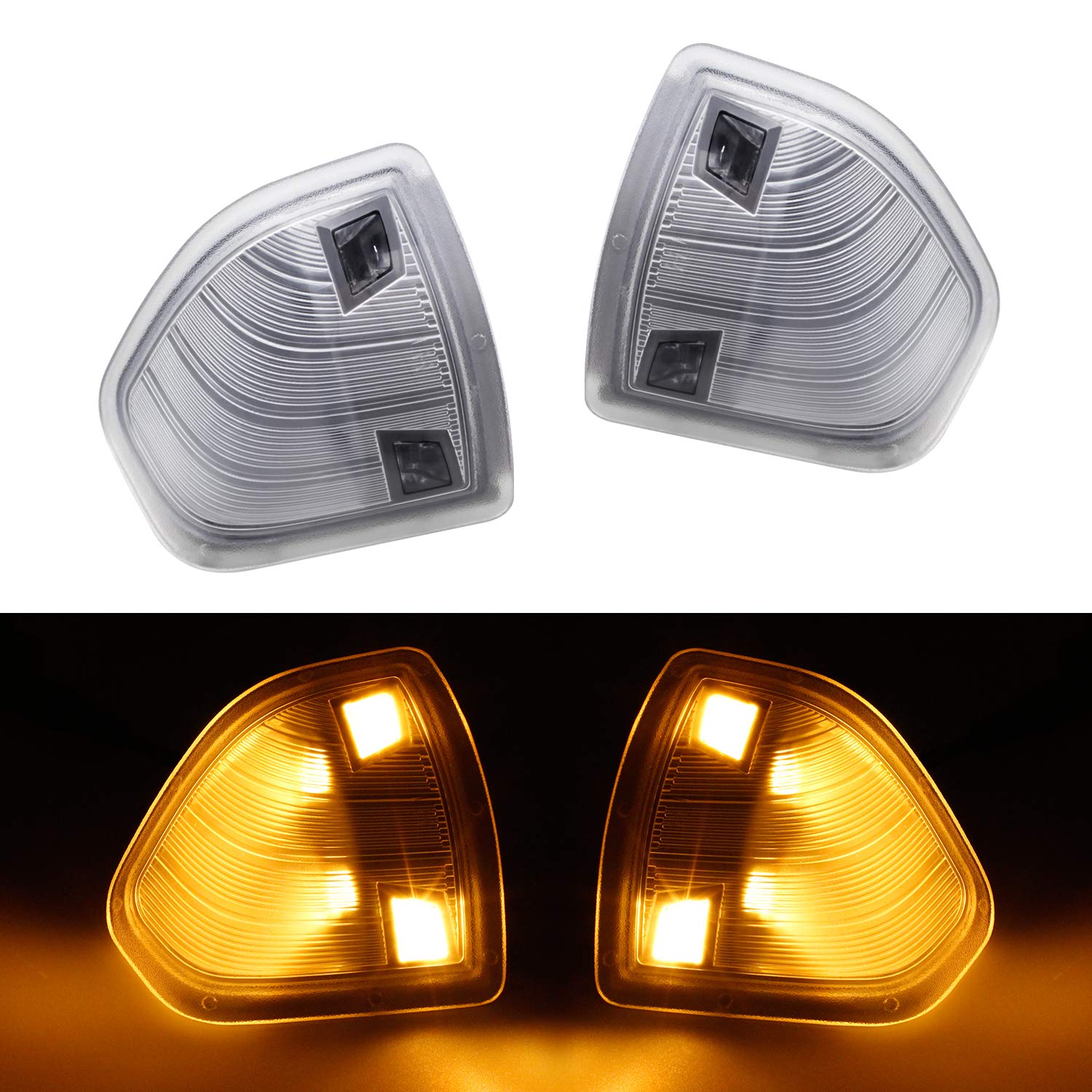 Hercoo Led Side Mirror Turn Signal Light Left And Right Lamps Clear Cover Lens For 68302828Aa 68302829Aa Compatible With 2010-2018 Dodge Ram 1500 2500 3500 4500 5500, Pack Of 2