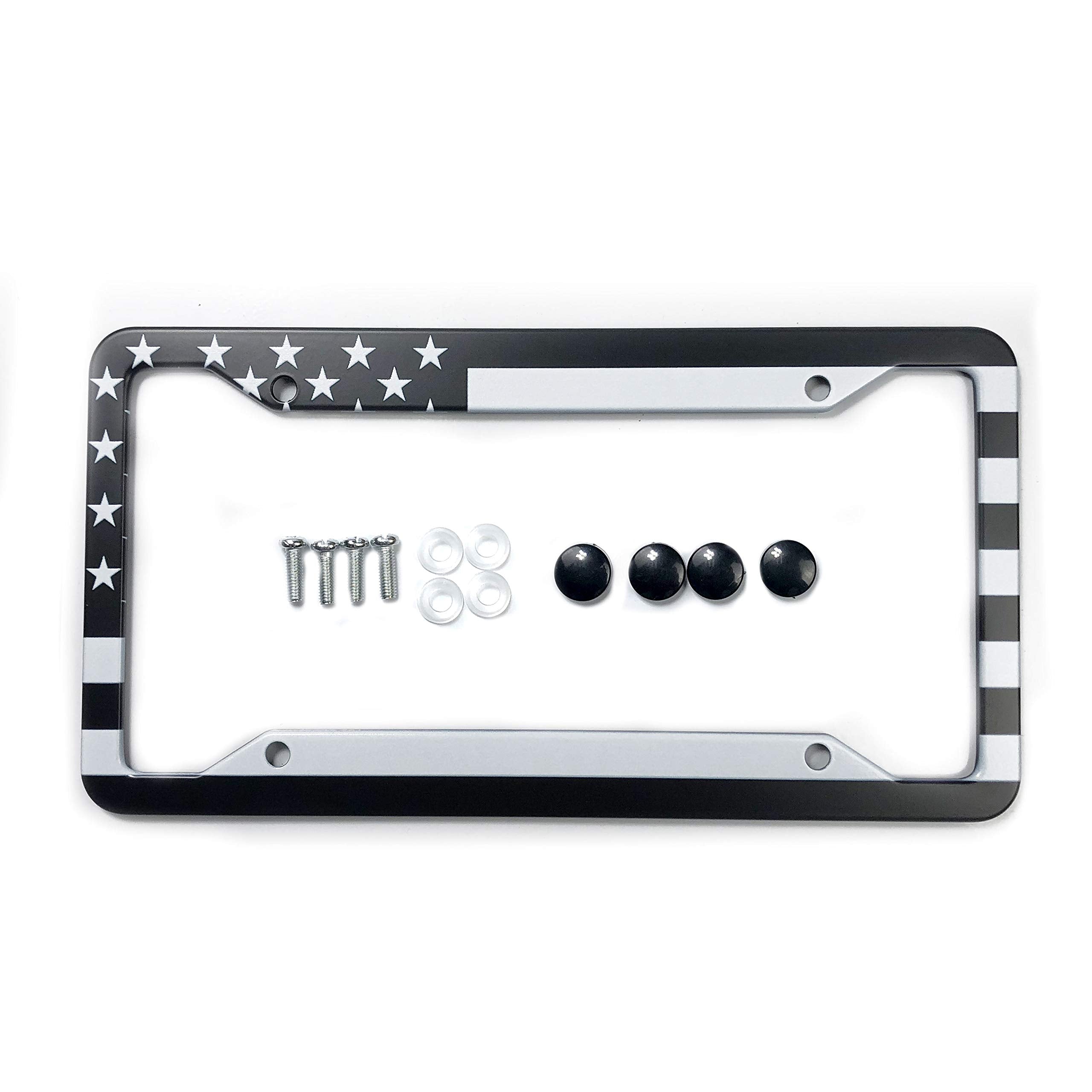 Exmeni Black American Flag License Plate Frame American Flag Car Tag Frame Us License Plate Holder United States Flag License Plate Cover 4 Holes And Screws
