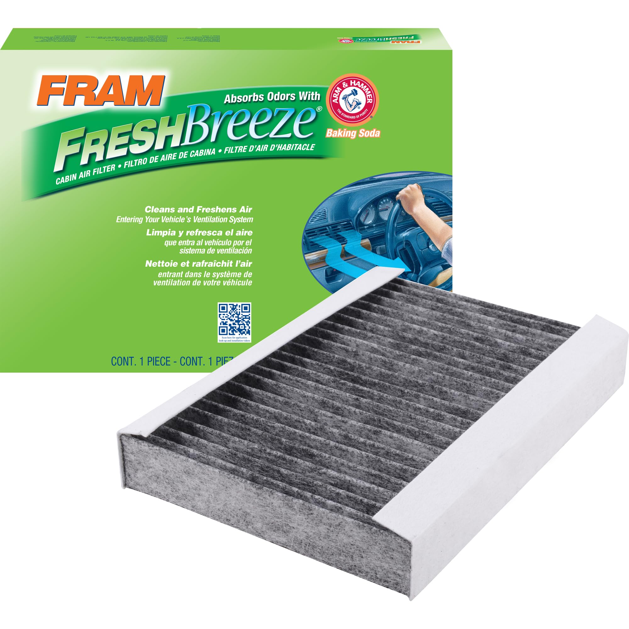Fram Fresh Breeze Cabin Air Filter With Arm & Hammer Baking Soda, Cf11810 For Jeep / Fiat Vehicles