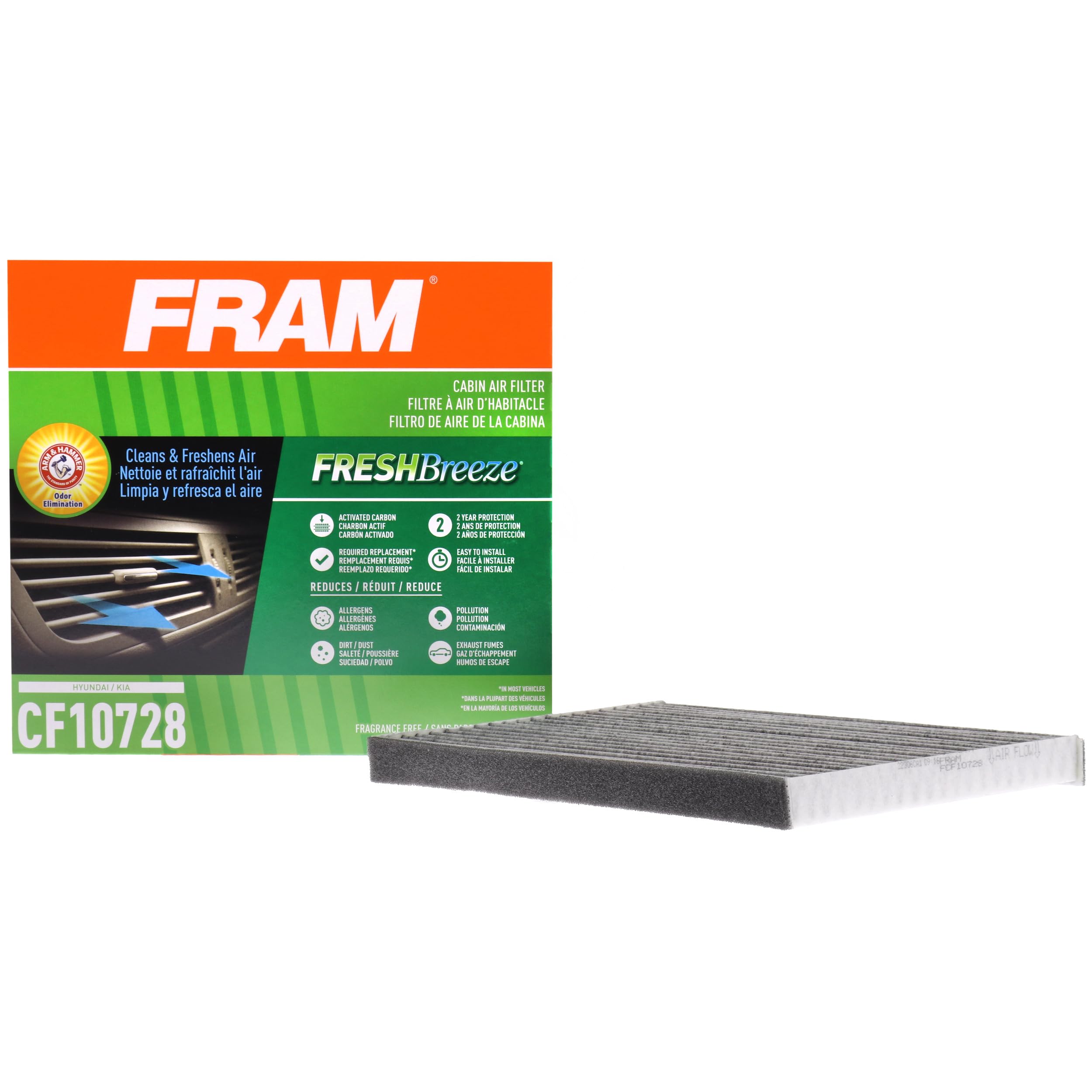 Fram Fresh Breeze Cabin Air Filter With Arm & Hammer Baking Soda, Cf10728 For Hyundai / Kia Vehicles
