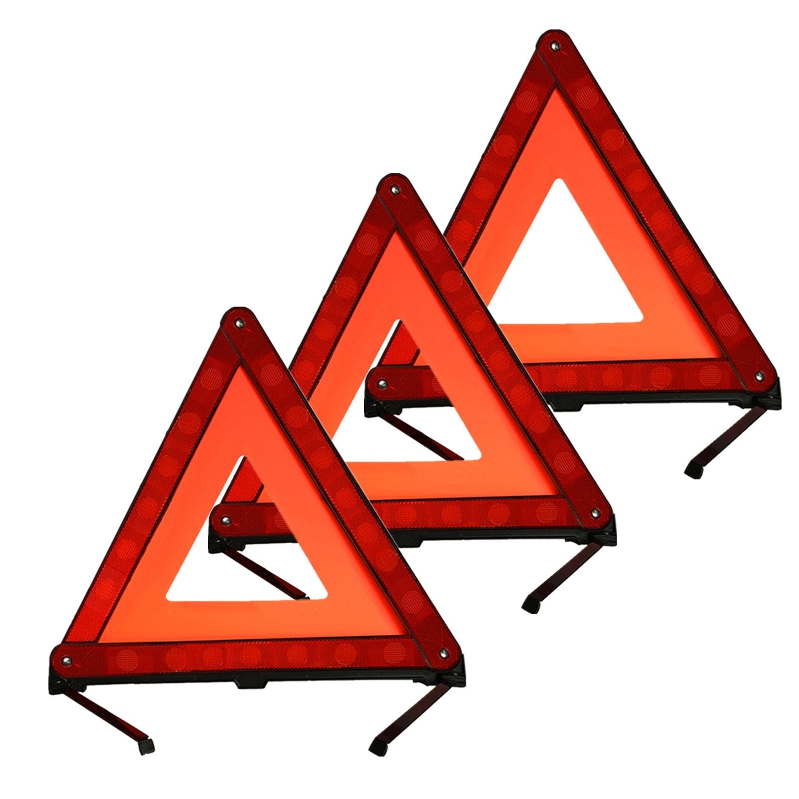 Kafeek Reflective Warning Triangle Emergency Warning Triangle Roadside Safety Triangle Kits (Set Of 3)