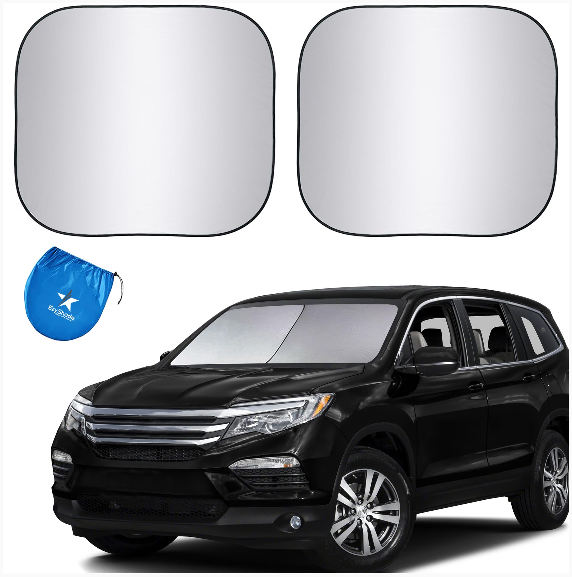 Ezyshade Windshield Sun Shade With Shield-X Reflective Technology. See Vehicle Size-Chart. Foldable Car Sunshade For Front Windshield Window Car Suv Van Truck. Sun Visor Heat Shield. Max (L) Size