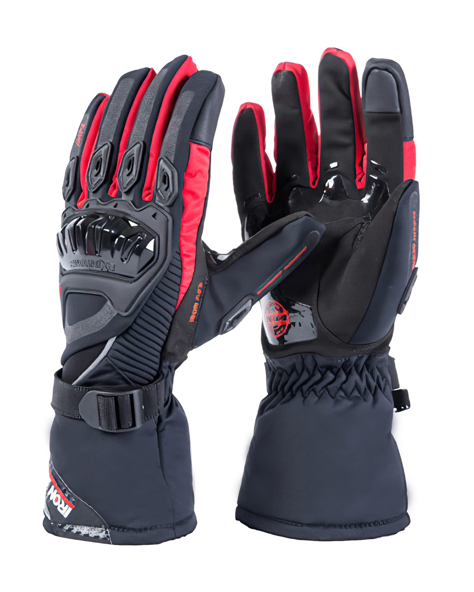 Iron Jia'S Motorcycle Gloves Winter Warm Touch Screen Waterproof Windproof Protective Clothing (Red, Xxl)