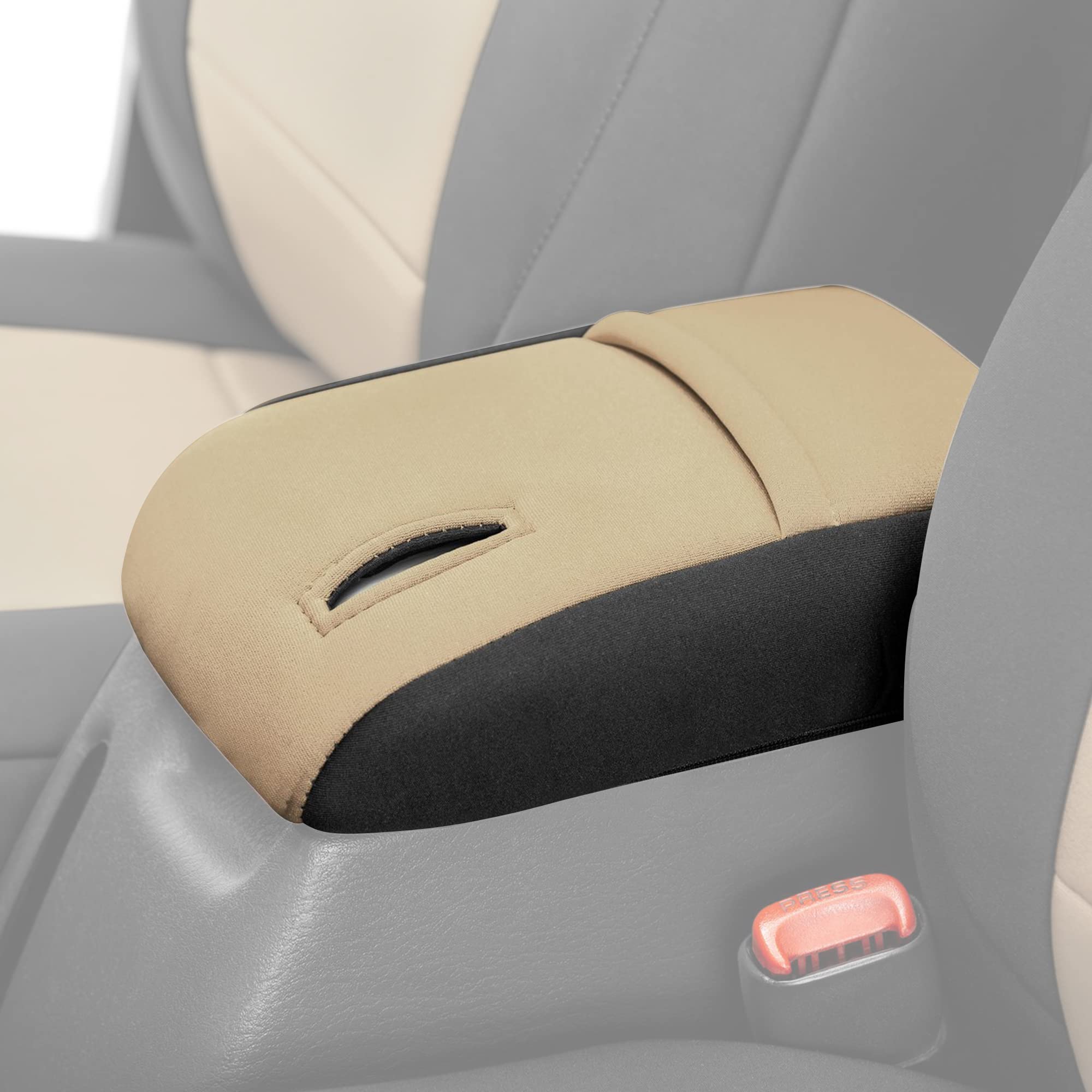Diver Down Neoprene Center Console Cover - Fits Jeep 1997-2006 Tj Wrangler - Cushioned Armrest Cover - Doesn'T Burn Your Elbow - Tight Custom Fit - Comfortable Foam Armrest Pad (97-00 Tan)