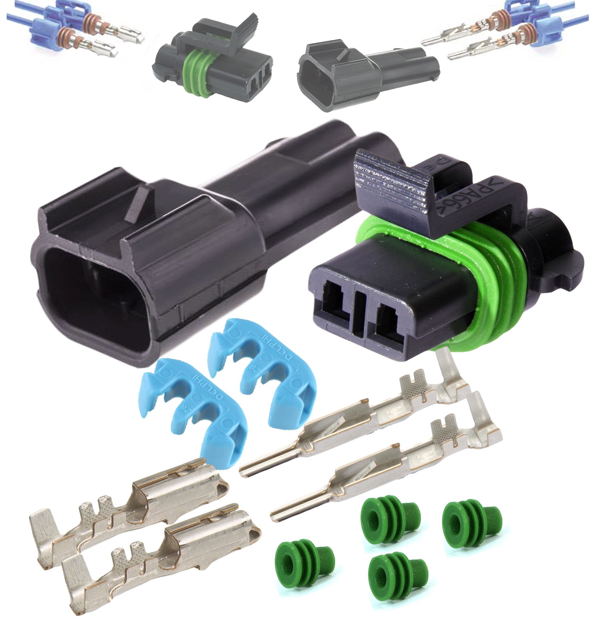 Metri-Pack 280 Series 2-Way Connector W/16-18 Awg Sealed Waterproof Set