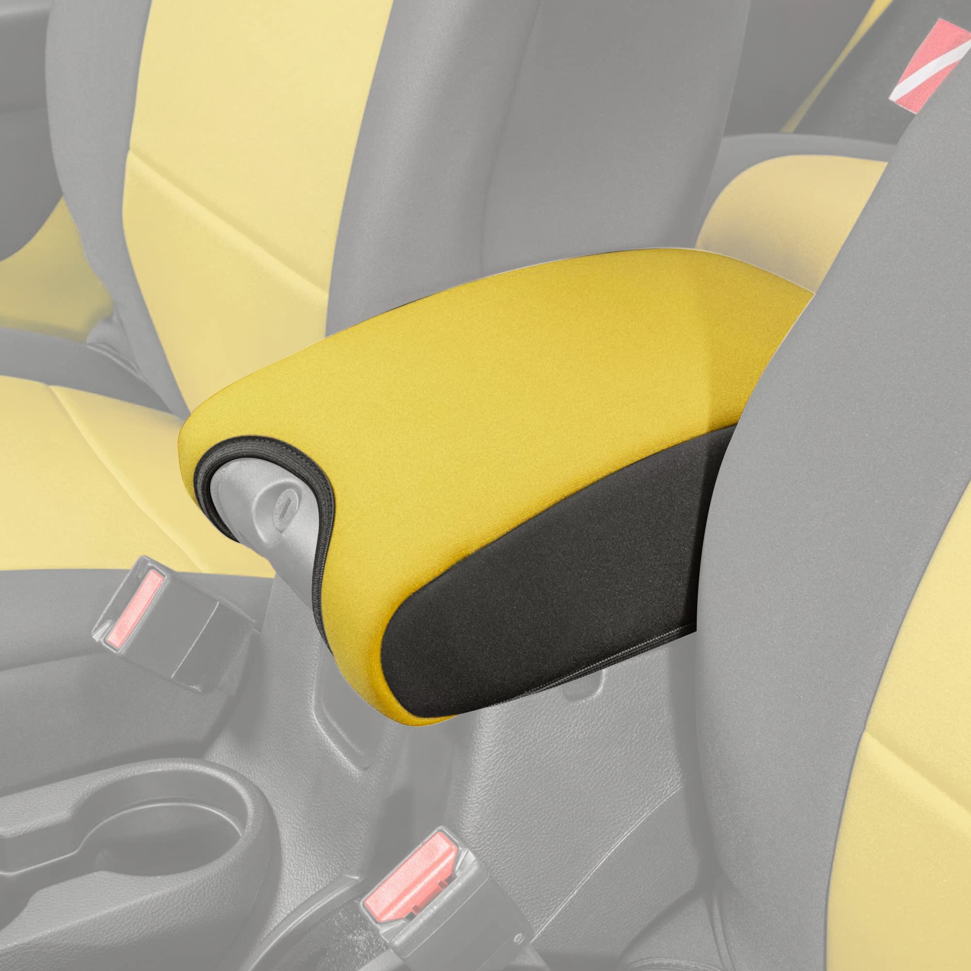 Diver Down Neoprene Center Console Cover - Fits Jeep 2007-2018 Jk Jku Wrangler - Cushioned Armrest Cover - Doesn'T Burn Your Elbow - Tight Custom Fit - Comfortable Foam Armrest Pad (11-18 Yellow)