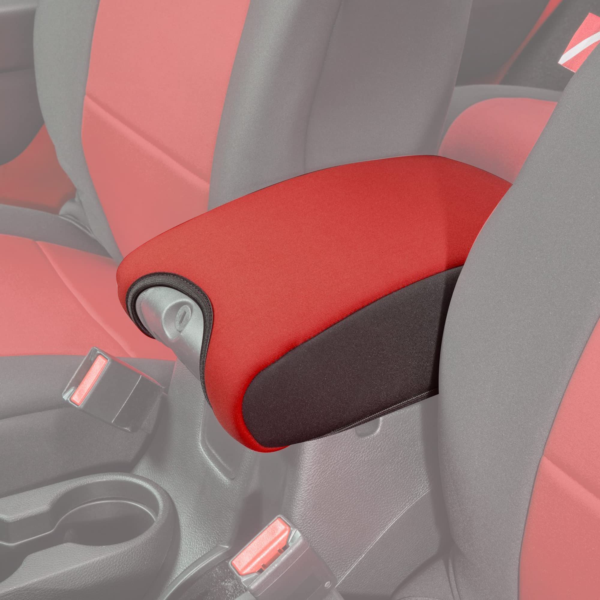 Diver Down Neoprene Center Console Cover - Fits Jeep 2007-2018 Jk Jku Wrangler - Cushioned Armrest Cover - Doesn'T Burn Your Elbow - Tight Custom Fit - Comfortable Foam Armrest Pad (11-18 Red)