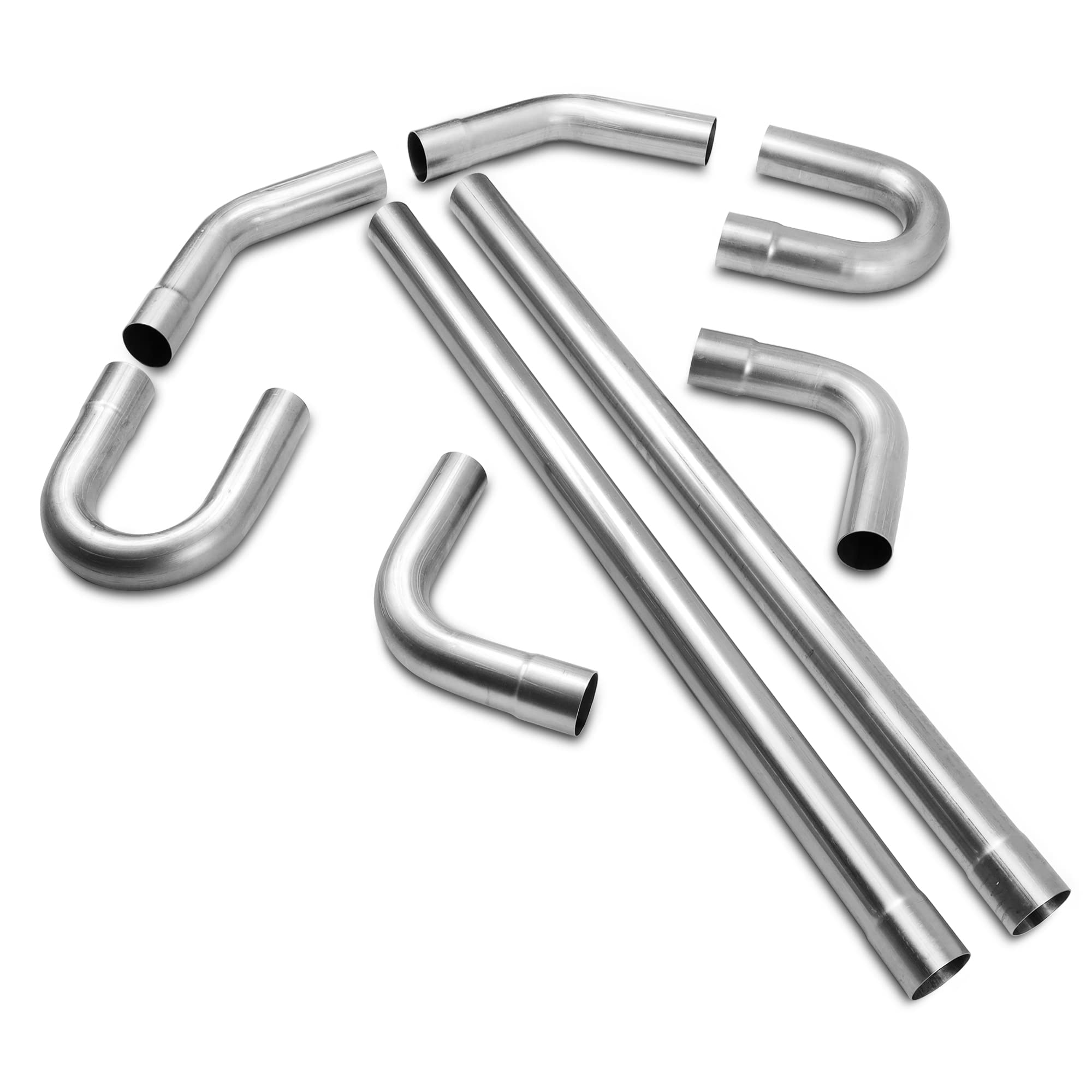 2.25'' Mild Steel Custom Exhaust Kit Tubing Mandrel Bend Pipe Straight & U-Bend Universal 8Pcs