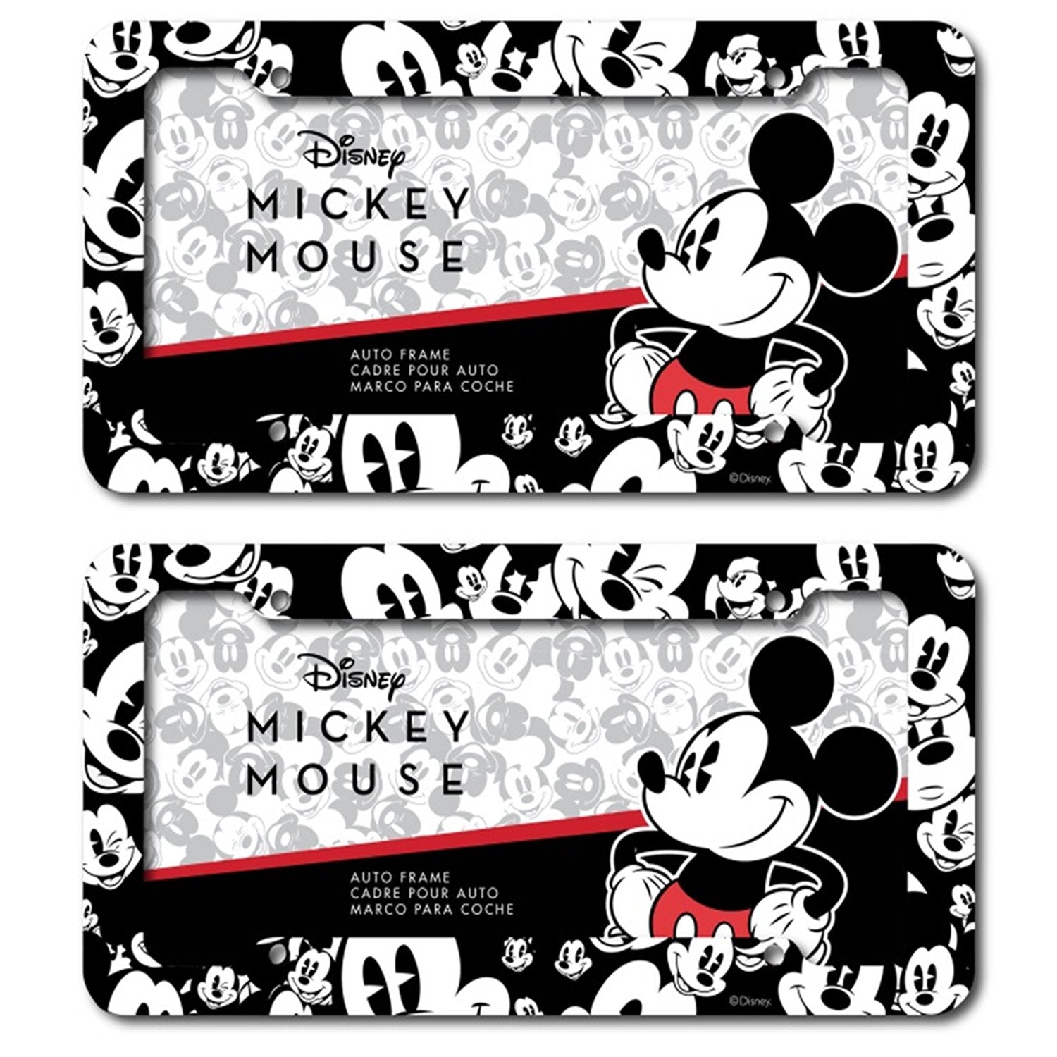 Chroma Mickey Mouse Head License Plate Frames: Plastic Car License Plate Covers & Frames, 2 Packs