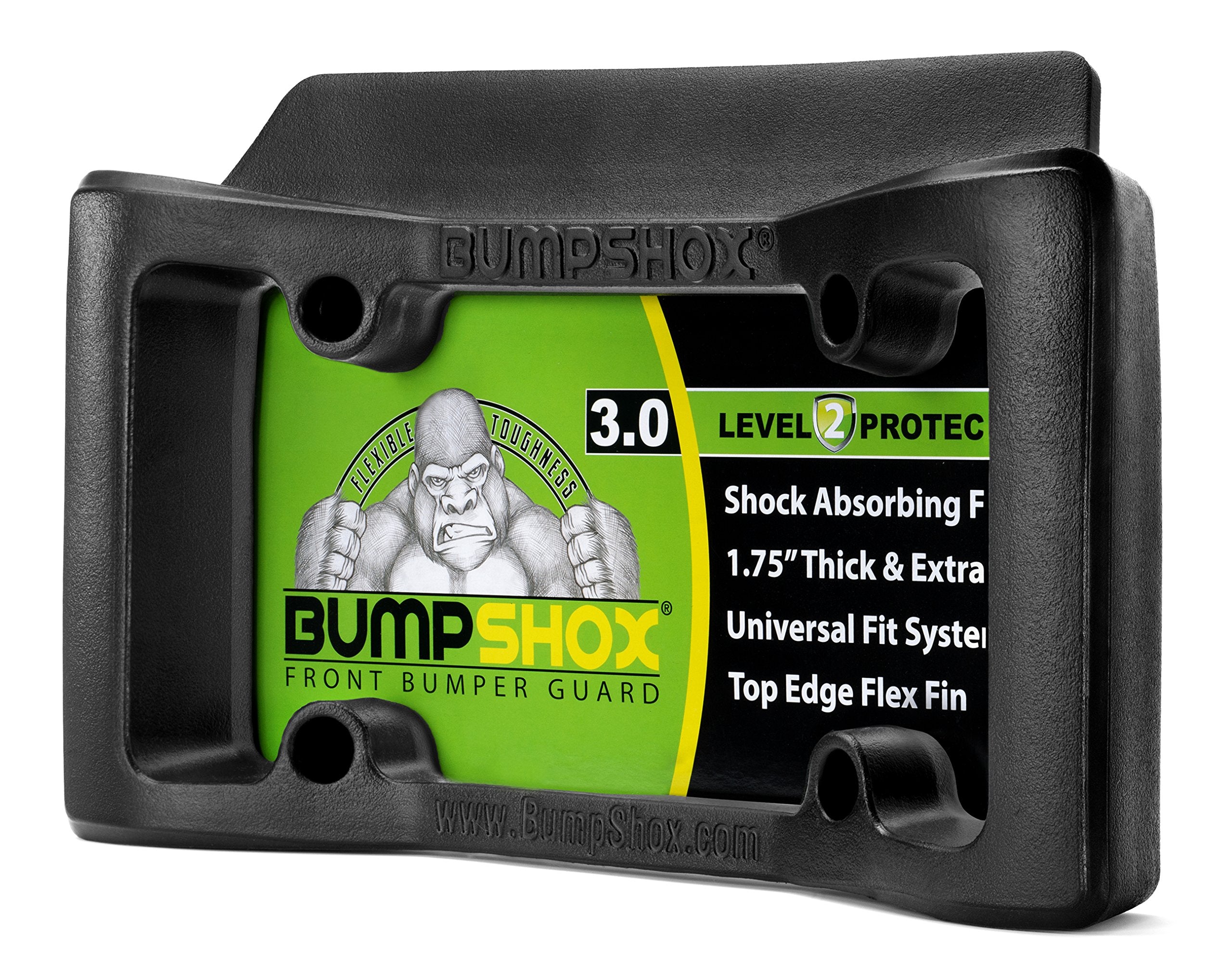 Bumpshox - The Original Front Bumper Guard & Front Bumper Protection License Plate Frame. Tougher Than Steel! (Bumpshox 3.0 (1.75 Thick))