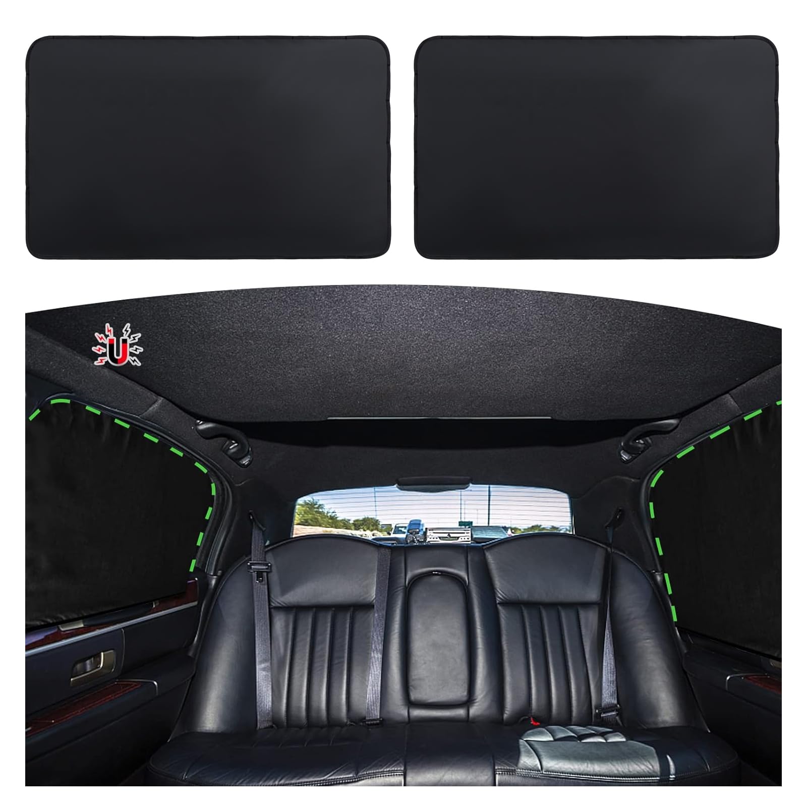 Zatooto Car Window Curtains - 2 Pcs Black Silk Side Rear Protection Covers - Magnetic Privacy Sun Shade Keeps Cooler For Baby Kids Sleeping