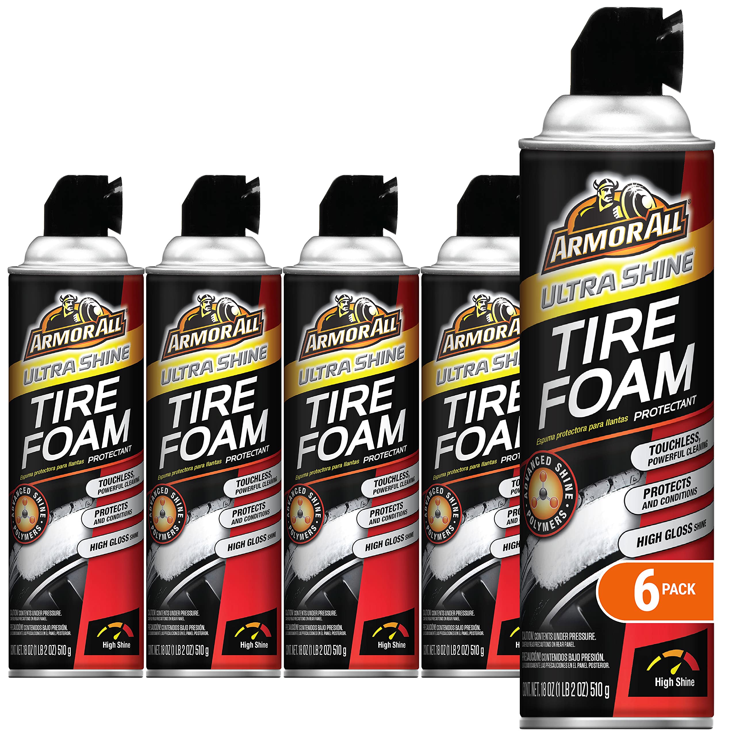 Armor All Tire Foam Ultra Shine, 18-Fluid Ounce Cans (Pack Of 6)