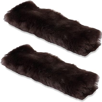 Andalus 100% Authentic Australian Merino Sheepskin Seat Belt Covers - Pack Of 2 Ultra Soft, Hypoallergenic, Neck Protecting Seat Belt Cover Pad For Cars & Backpacks (Brown)