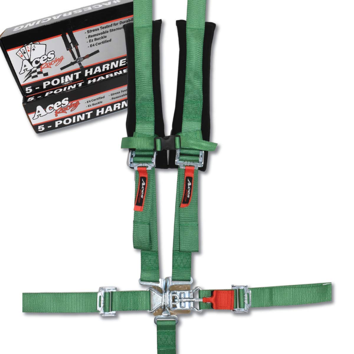 Aces Racing 5 Point Harness With 2 Inch Padding E4 Certified (Green)