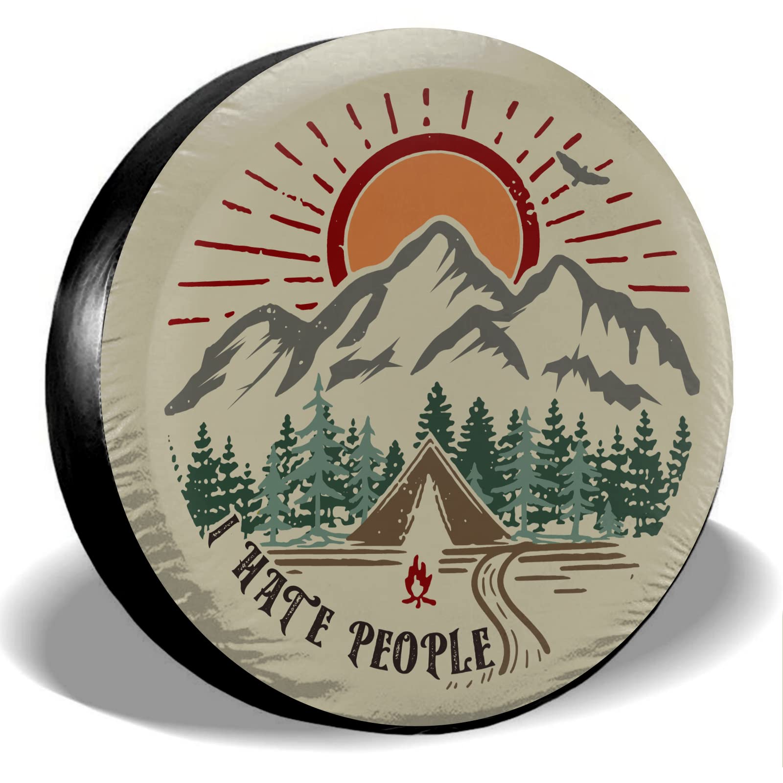 Gwomo I Hate People Spare Tire Cover Weatherproof Wheel Protectors Universal Fit For Trailer Rv Suv Truck Camper Travel Trailer 15