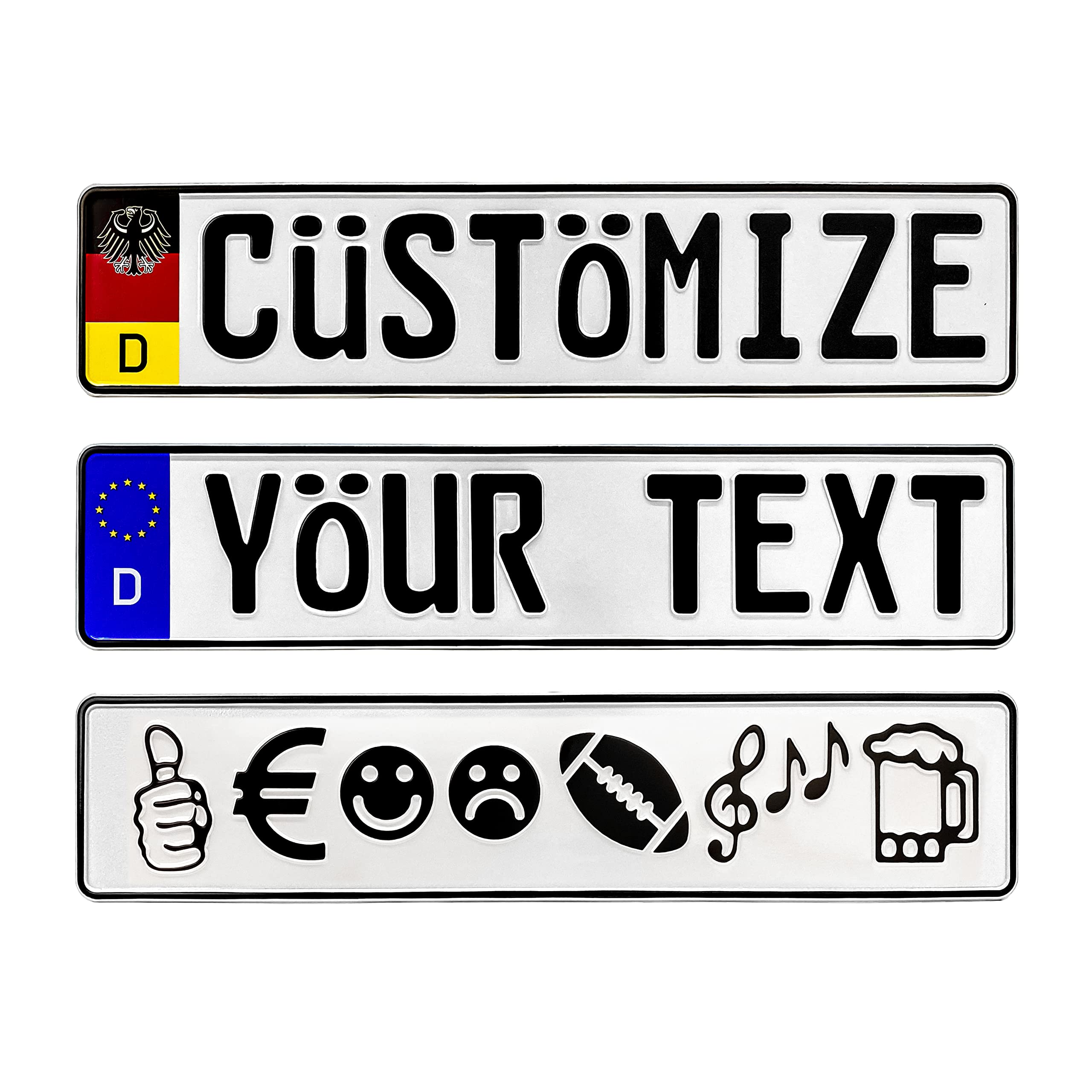 Custom German License Plate - Authentic German Euro Plate, Personalized, Embossed Aluminum License Plates