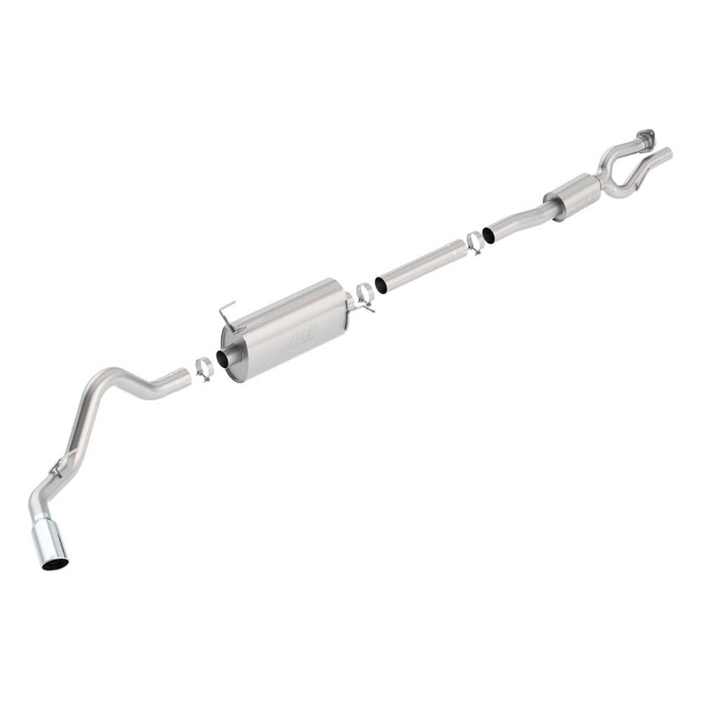 Borla 140798 S-Type Cat-Back Exhaust System 2.75 In. Pipe Into Single 3.5 In. Pipe 5 In. Single Round Rolled Angle Cut Long Tip Truck Side Exit T-304 Stainless Steel S-Type Cat-Back Exhaust System