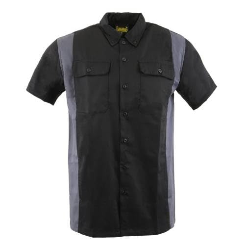 Biker Clothing Co. Mdm11674.01 Men’S Two-Tone Black And Grey Short Sleeve Motorcycle Mechanic Shirt - 2X-Large